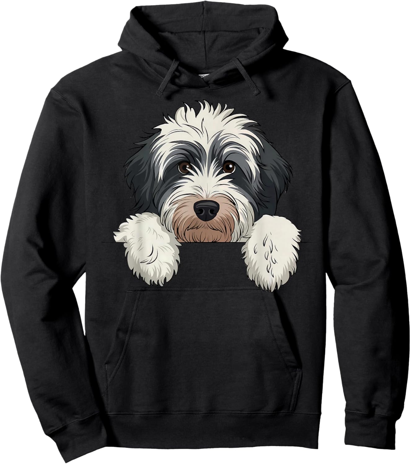 Cute Bernedoodle Peeking Doodle Puppy Dog Lover Men Women Hoodie - Hoodie | Black