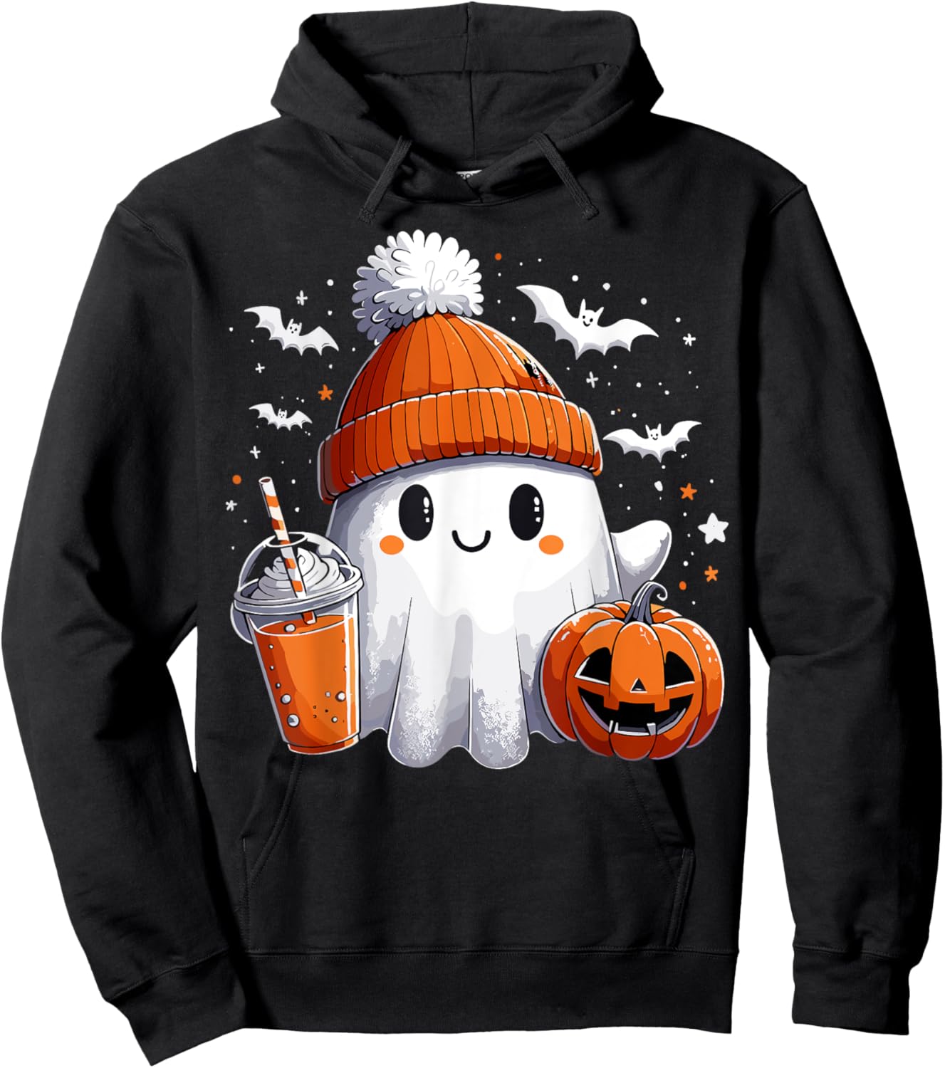 Ghost Drink Halloween Drink Pumpkin Hoodie - Hoodie | Black