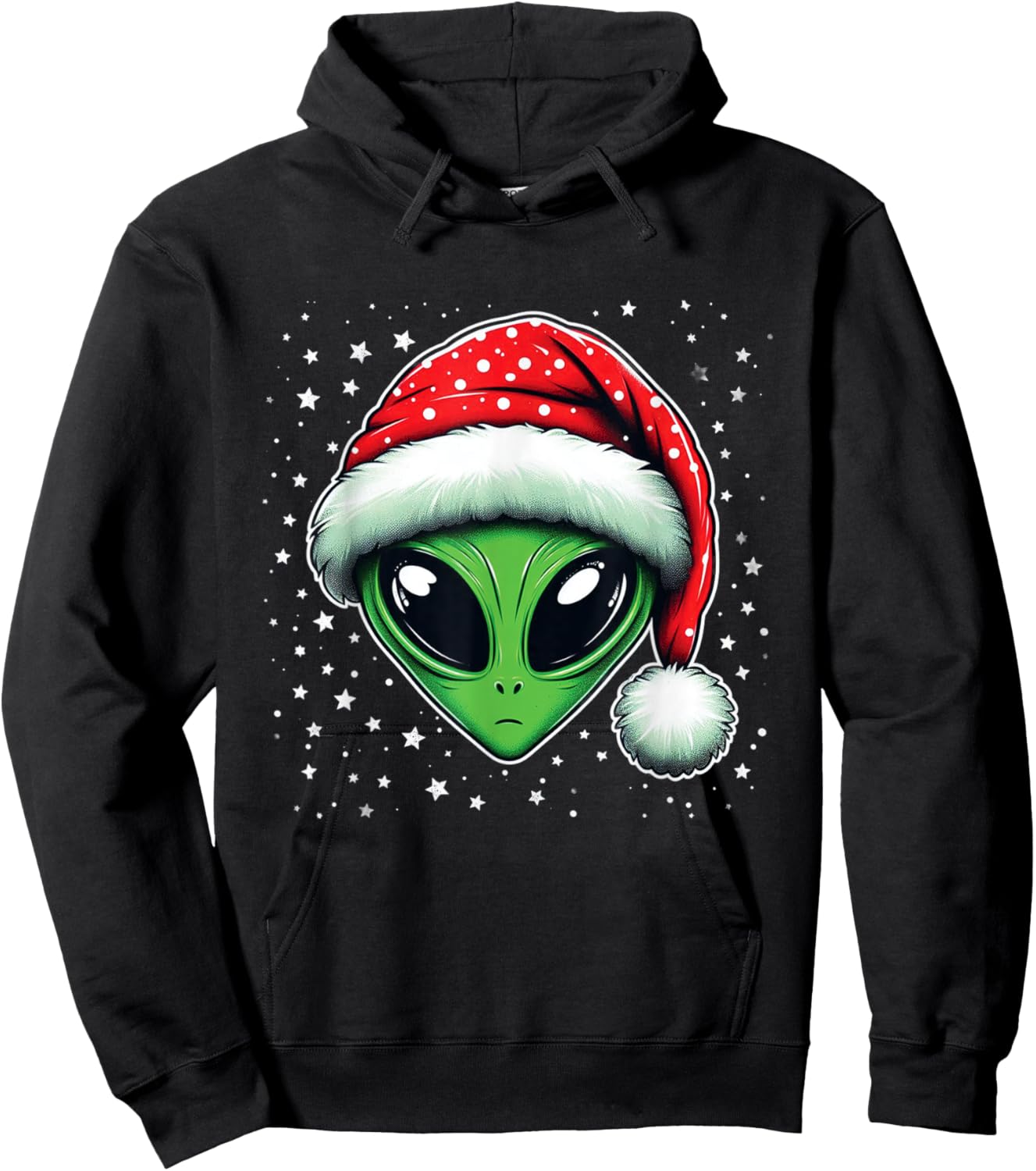 Christmas Alien Santa Hat Xmas Funny Alien Men Women Hoodie - Hoodie | Black