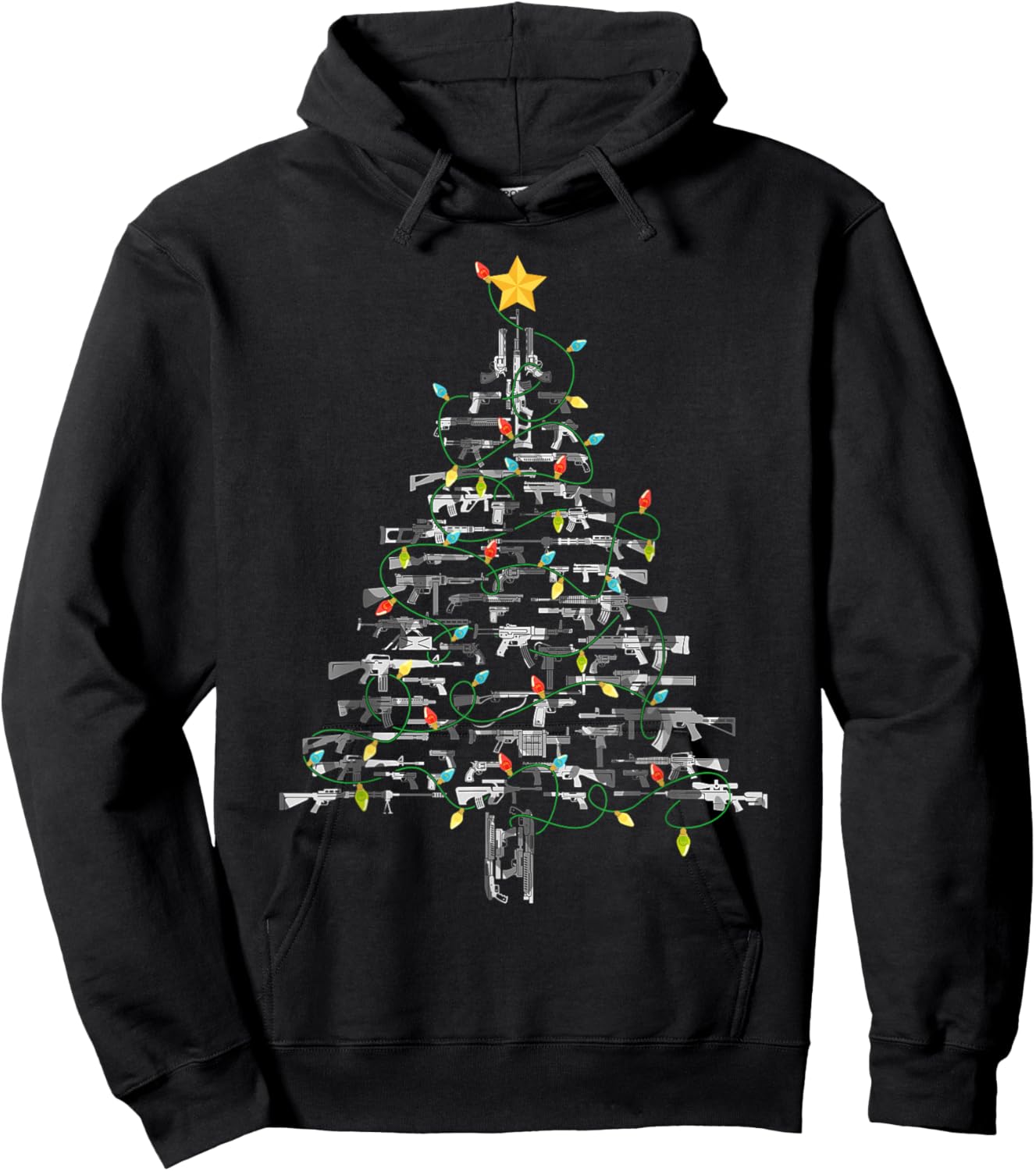 Gun Lover Xmas Tree Second Amendment Enthusiasts Christmas Hoodie - Hoodie | Black