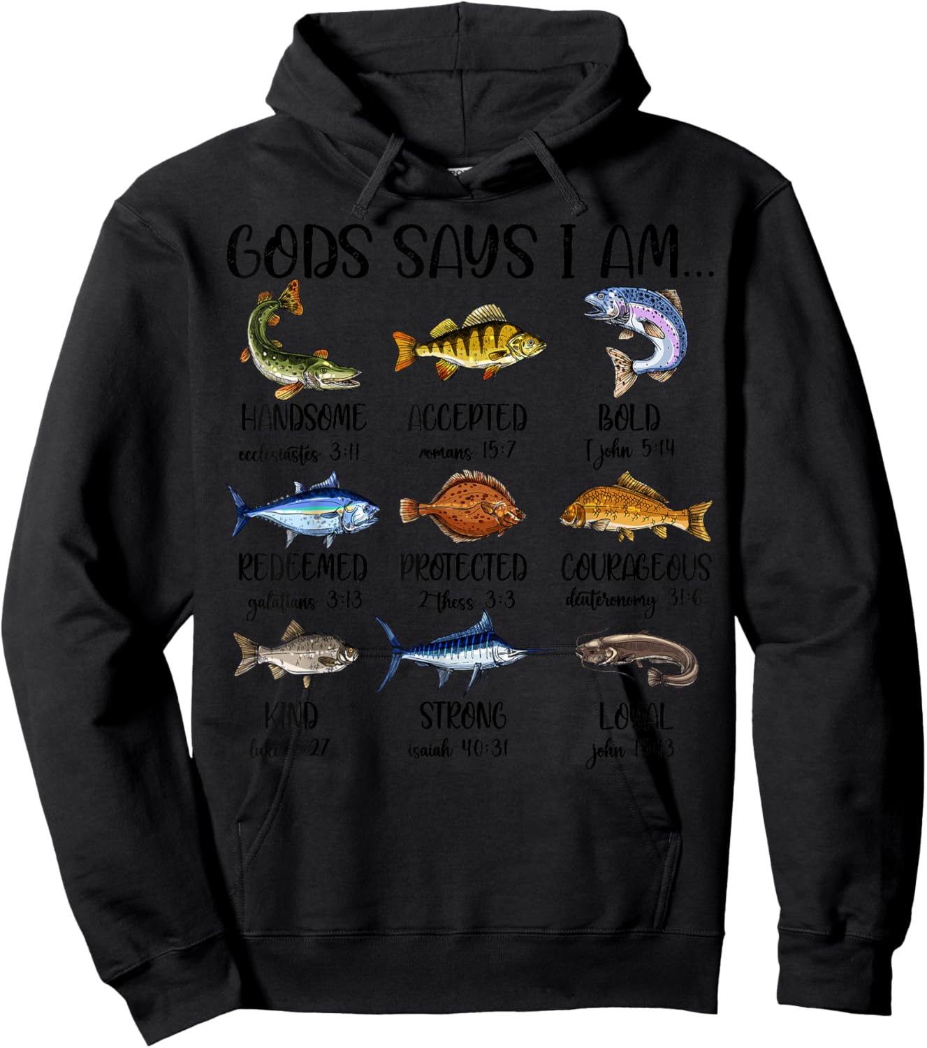 Christian God Says I Am Fishing Toddler Boy Kids Men Jesus Hoodie - Hoodie | Black