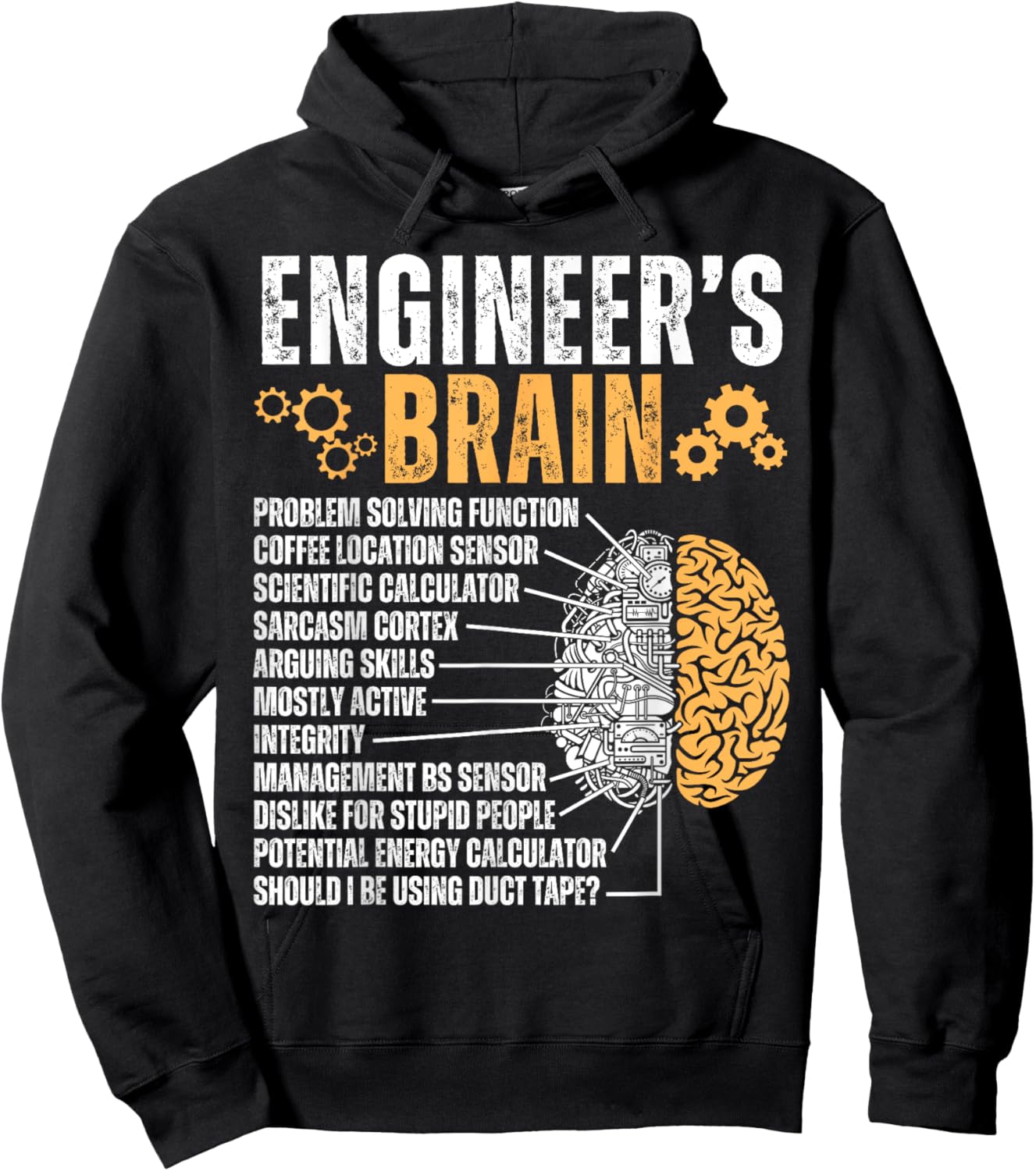 Engineer's Brain Funny Sarcastic Engineering Process Hoodie - Hoodie | Black