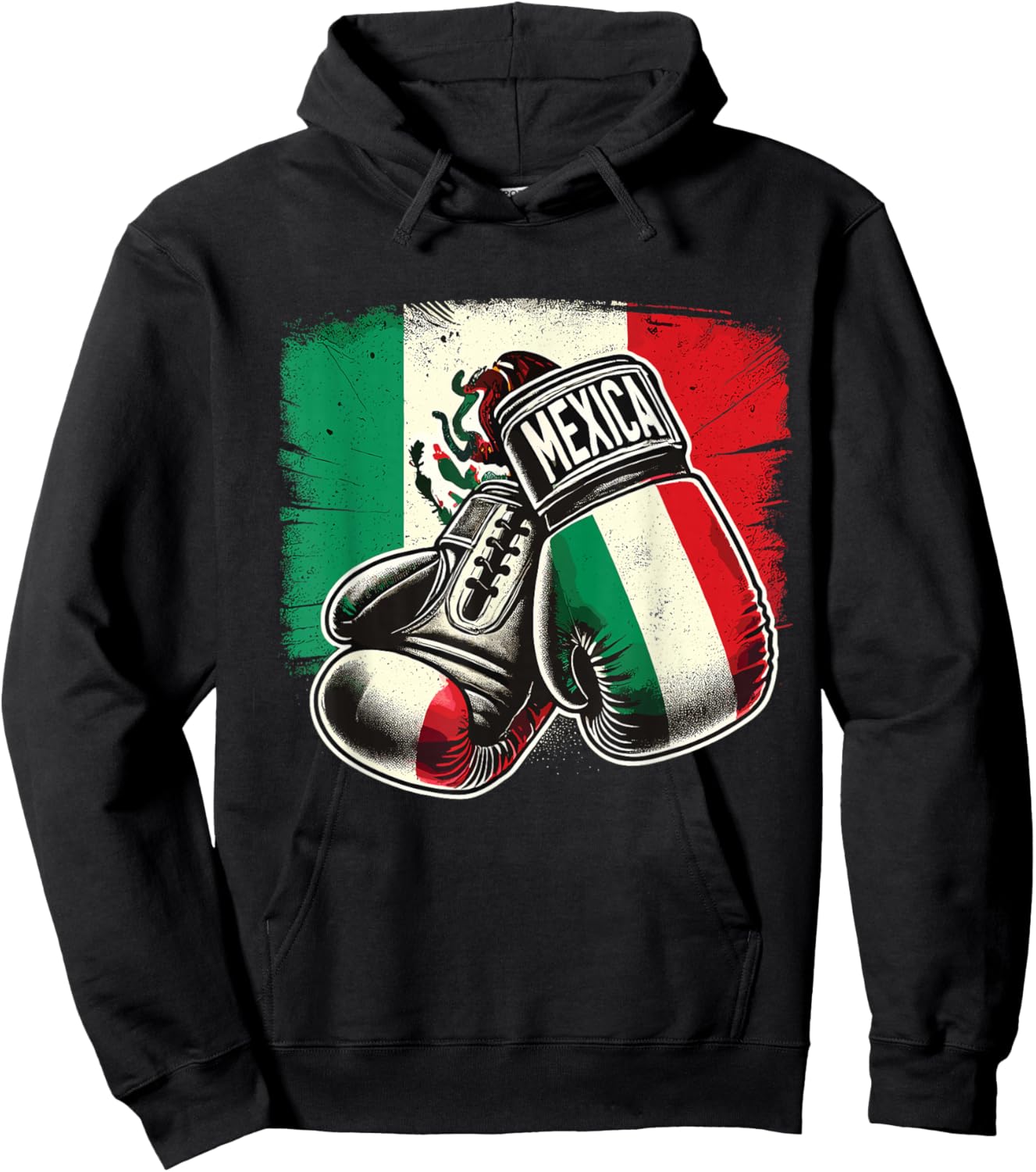 Mexican Boxing Mexican Boxing Gloves Flag Hoodie - Hoodie | Black