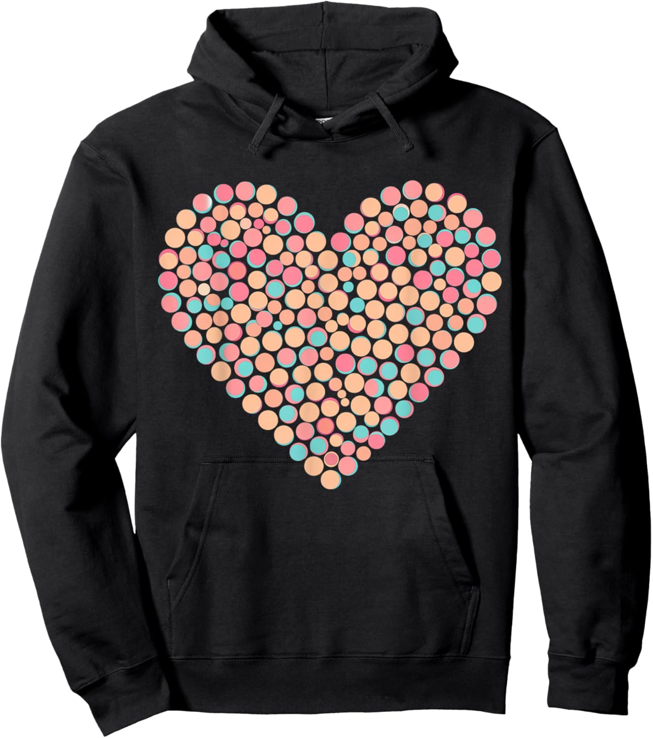 Colorful Heart Polka Dot Hoodie - Hoodie | Black