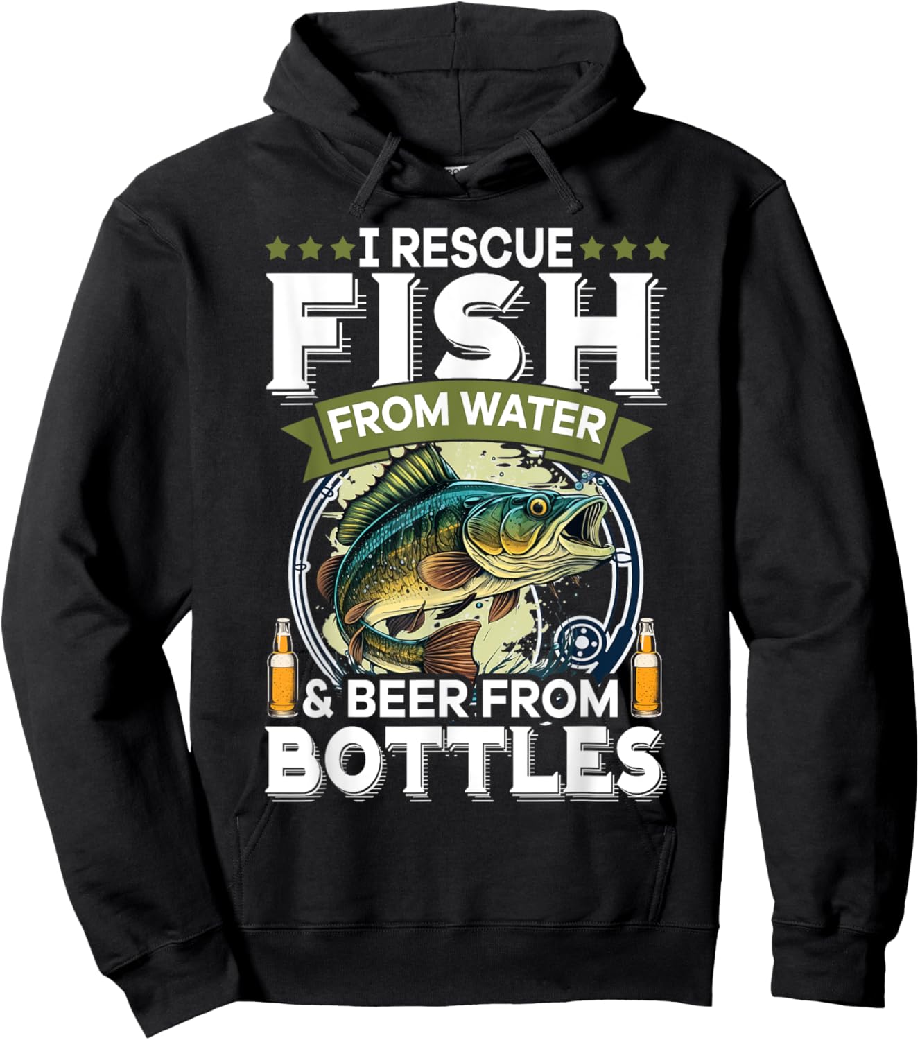 I Rescue Fish From Water and Beer From Bottles Hoodie - Hoodie | Black