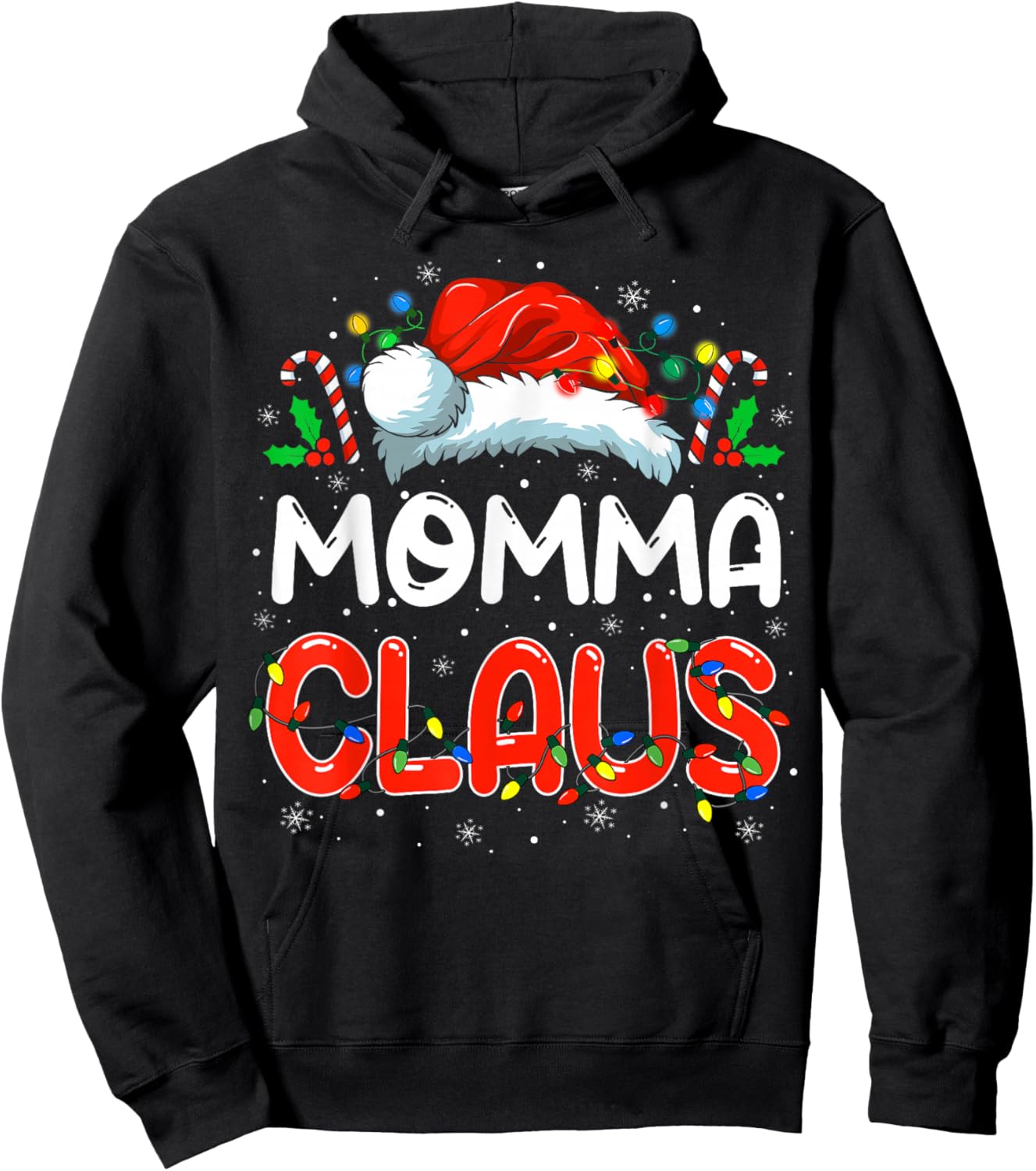 Momma Claus Christmas Family Matching Pajamas Funny Xmas Hoodie - Hoodie | Black