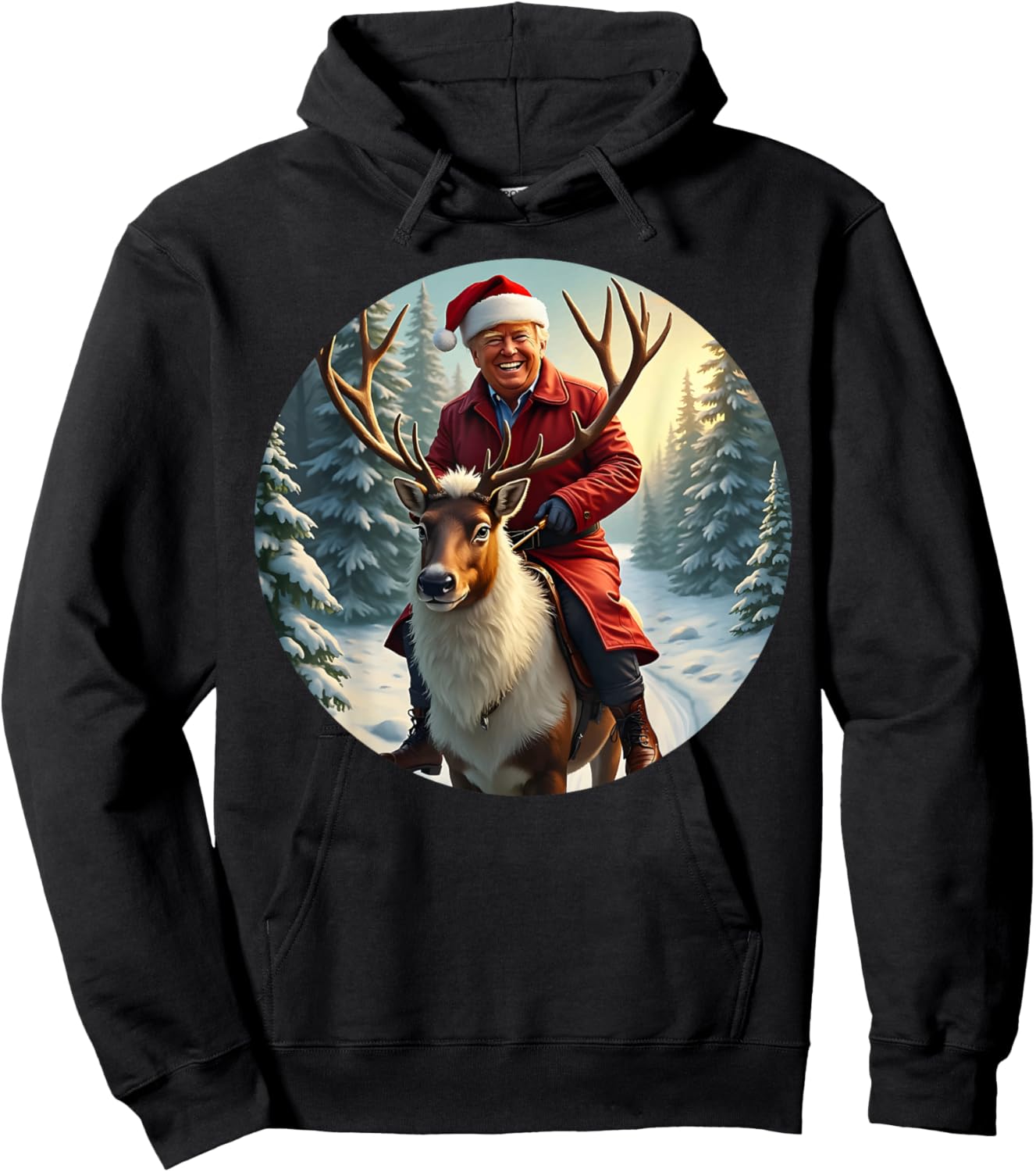 Santa Trump Xmas Donald Apparel Funny Christmas Pajamas Hoodie - Hoodie | Black
