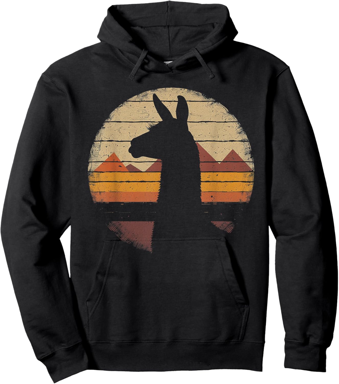 Llama Alpaca - Retro 70s 80s Graphic Vintage Men Women Hoodie - Hoodie | Black