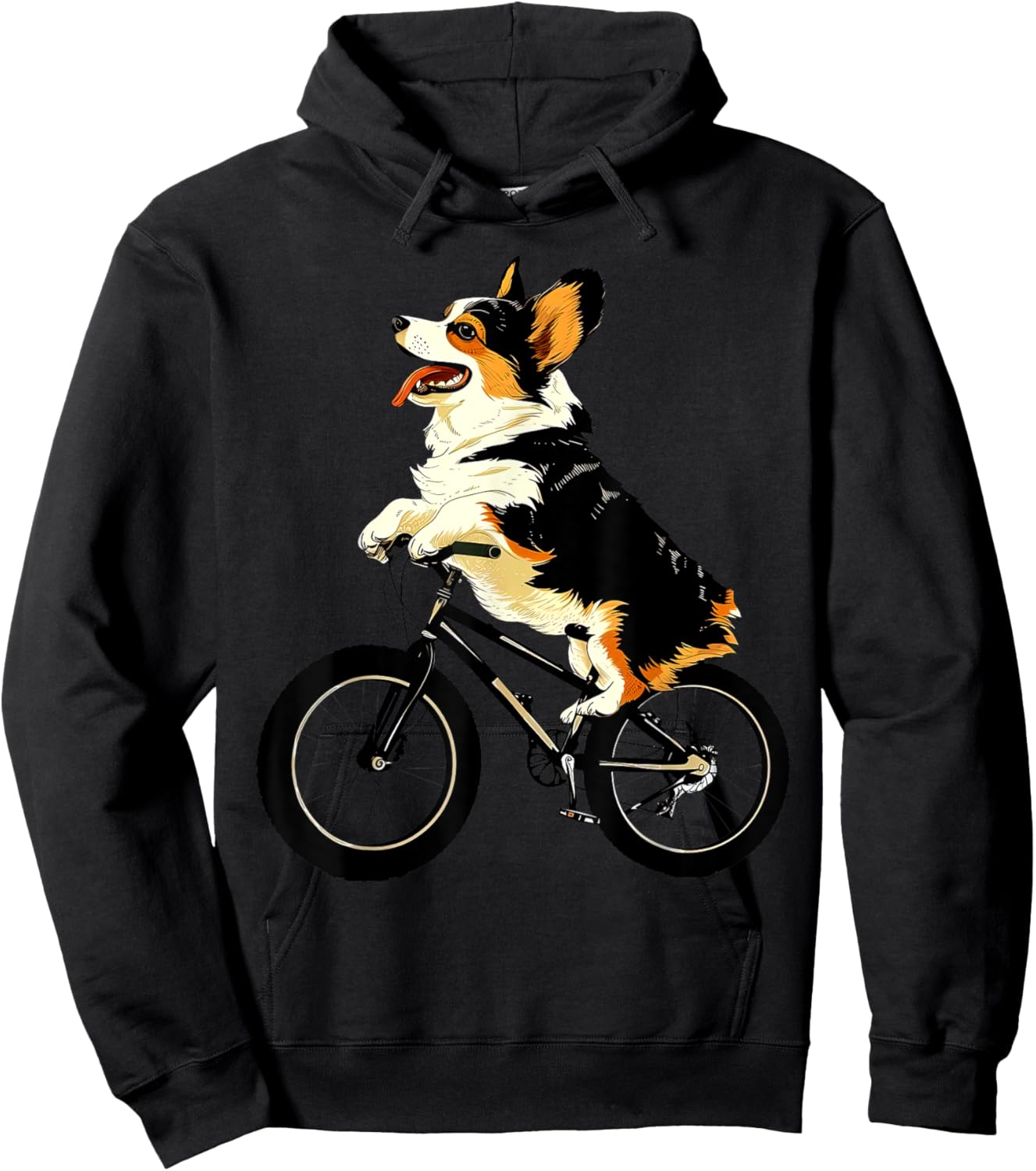 Corgi Dog Riding Bicycle Cycling Biking Dog On A Bicycle Hoodie - Hoodie | Black