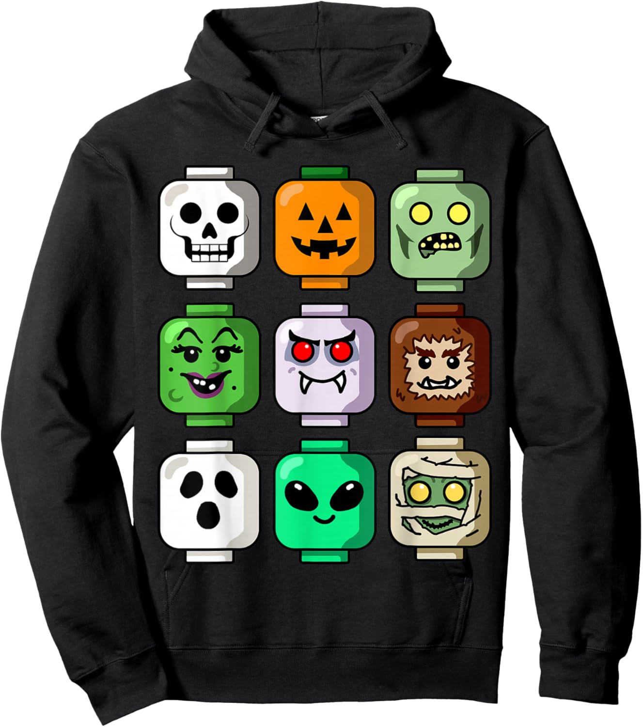 Halloween Building Brick Head Pumpkin Ghost Zombie Boys Hoodie - Hoodie | Black