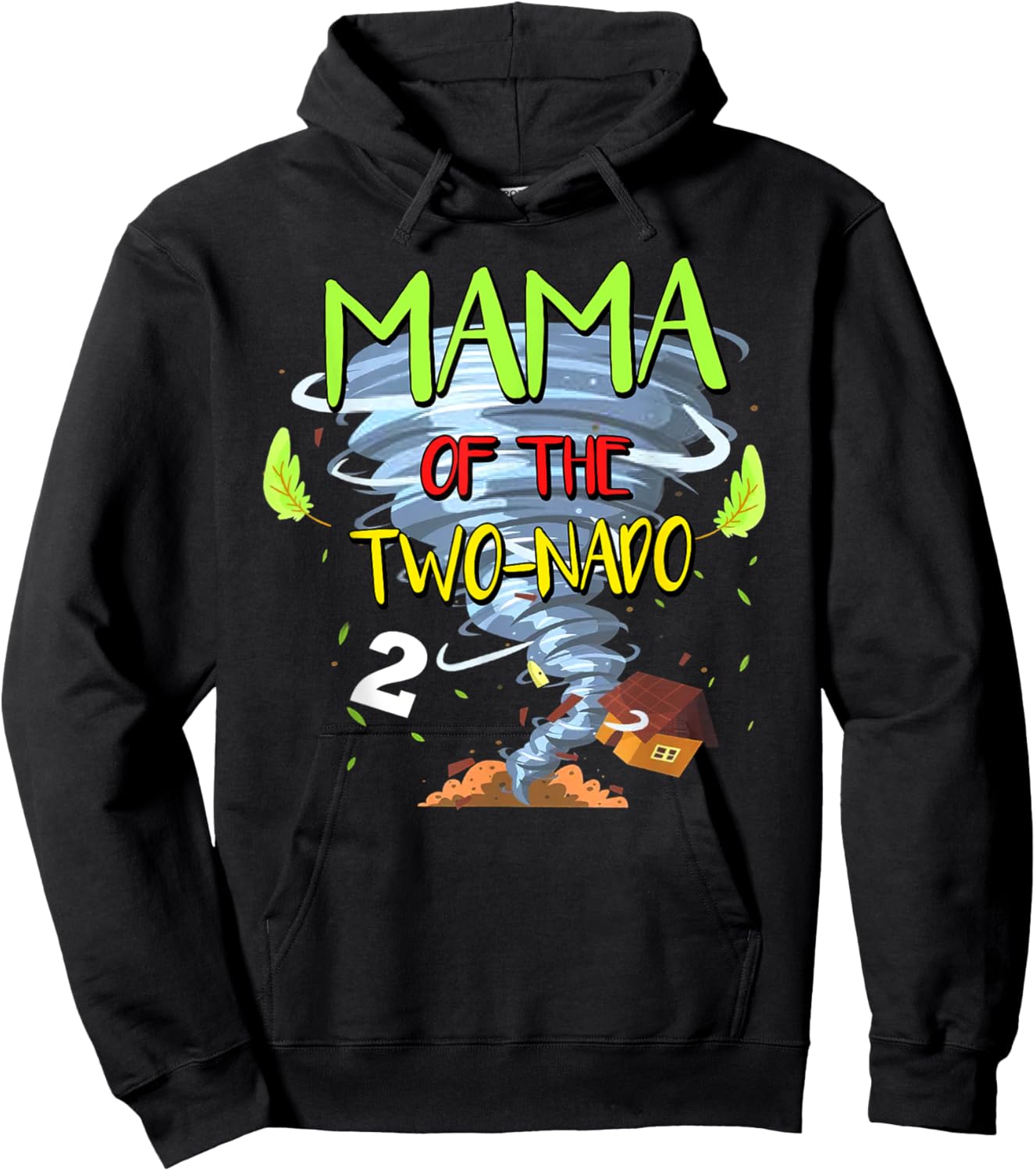 Mama of the Two-nado Tornado Theme 2nd Birthday Party Hoodie - Hoodie | Black