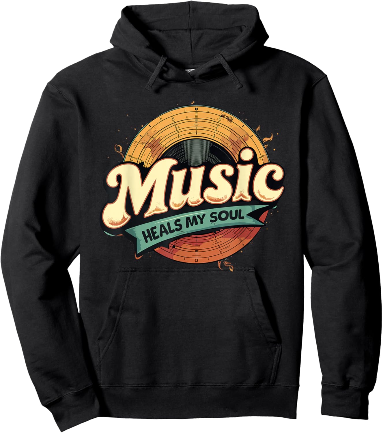 Music Heals My Soul Retro Music Lover Hoodie - Hoodie | Black