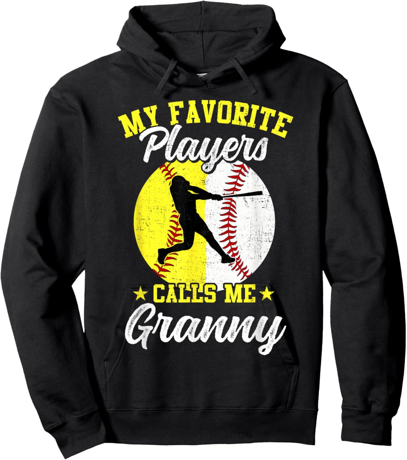 My Favorite Baseball Softball Players Calls Me Granny Hoodie - Hoodie | Black