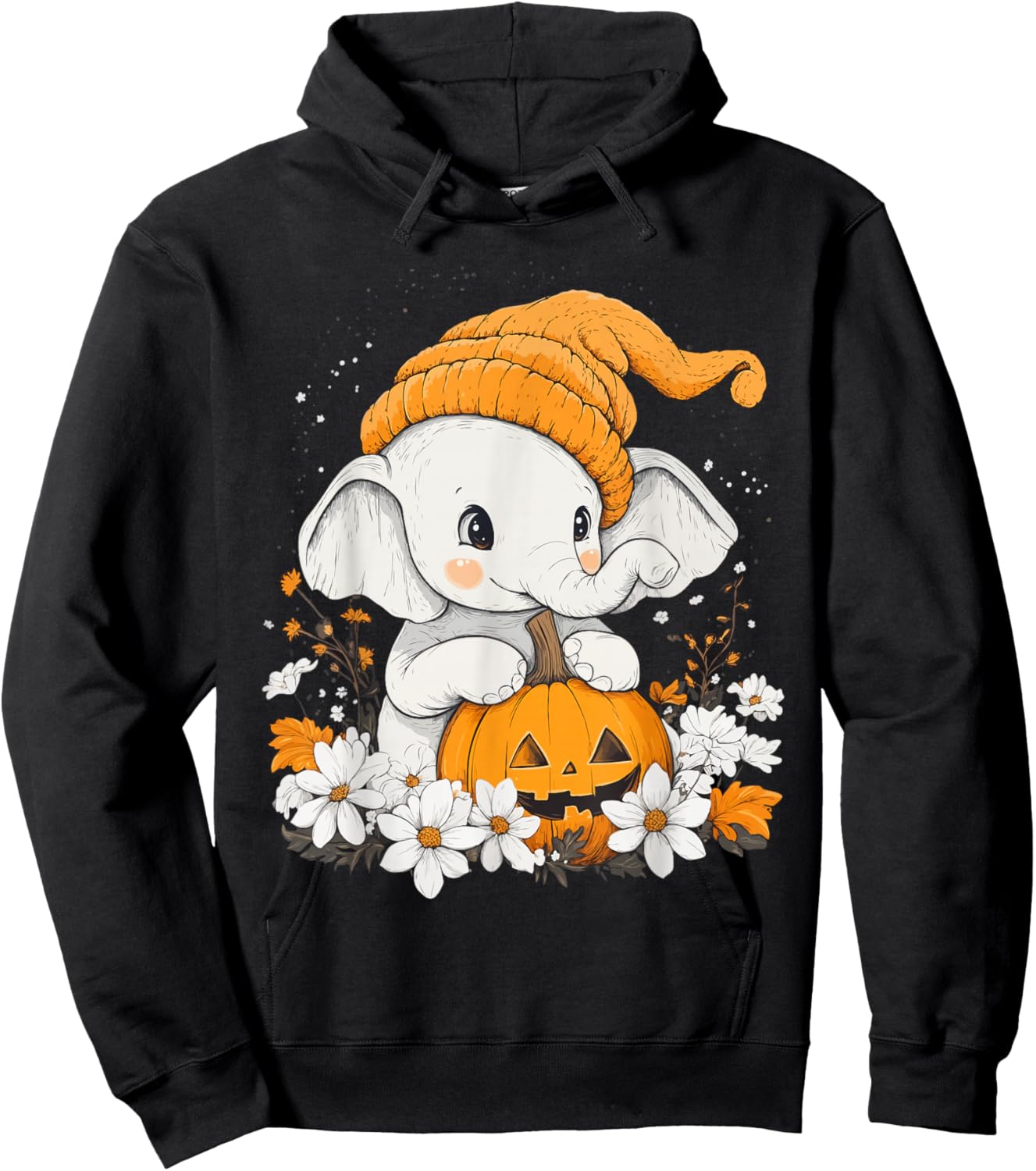 Halloween Pumpkin Flower Girls Boys Kids Elephant Halloween Hoodie - Hoodie | Black