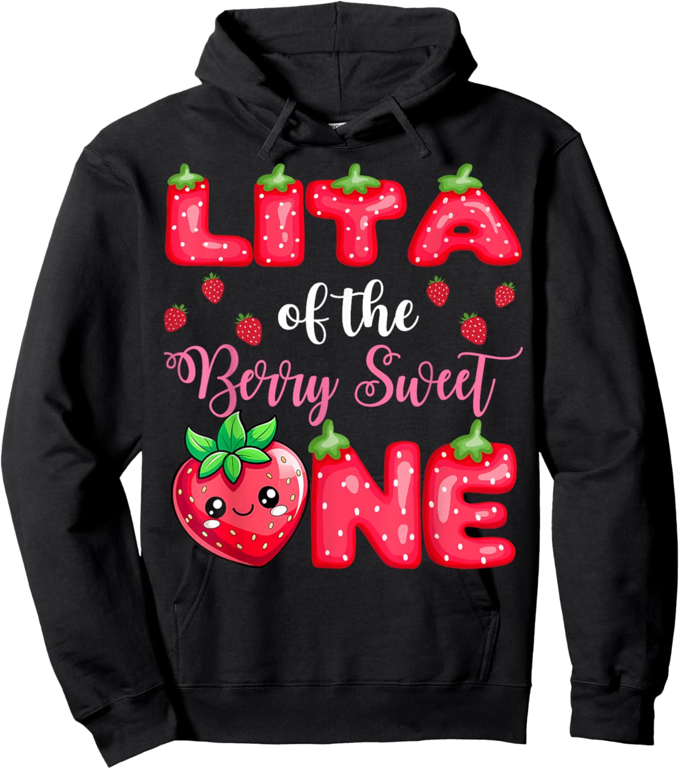 Lita Of The Berry Sweet One 1St Birthday Strawberry Hoodie - Hoodie | Black