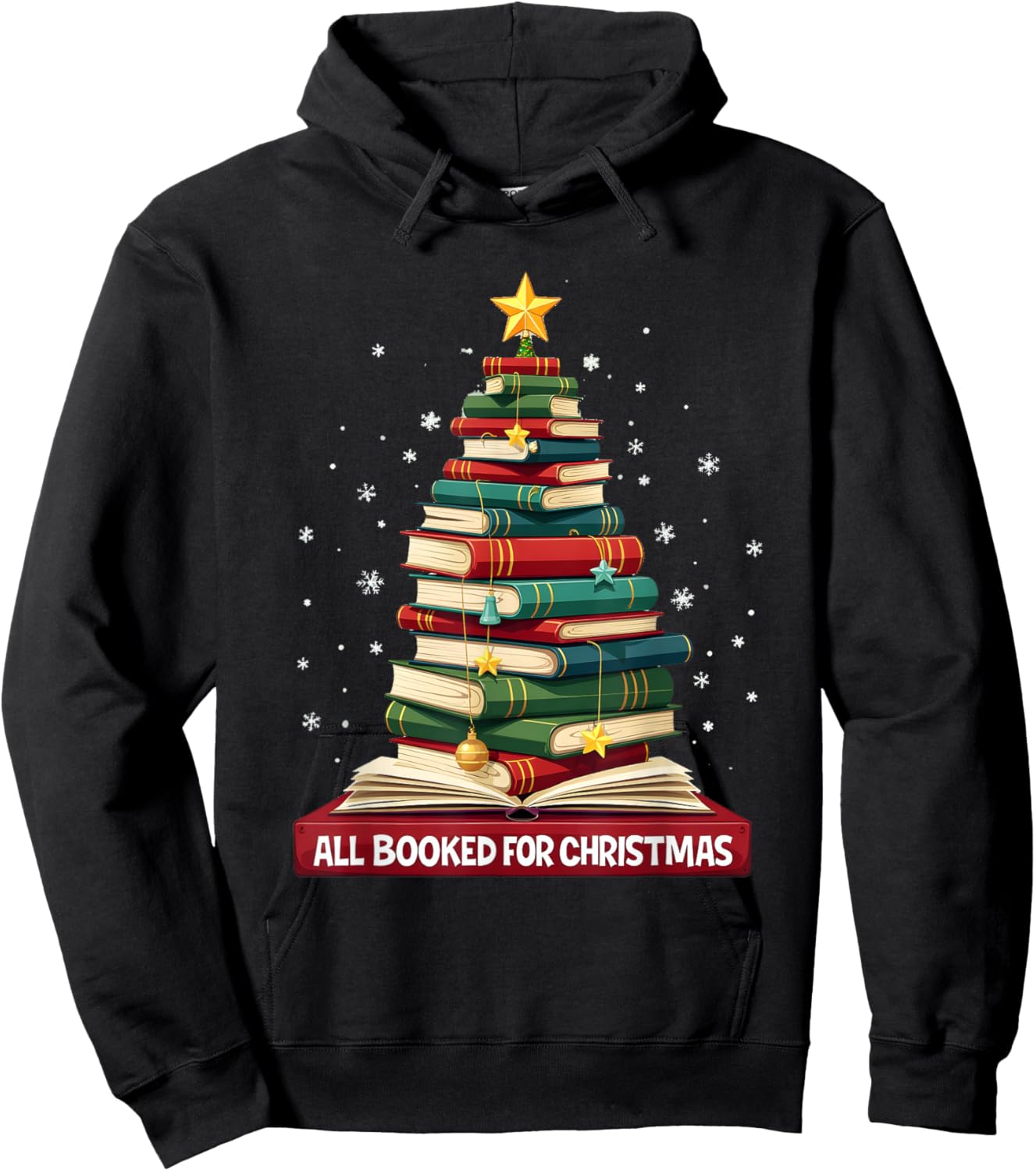 All Booked For Christmas Reading Book Lover Holiday Reader Hoodie - Hoodie | Black