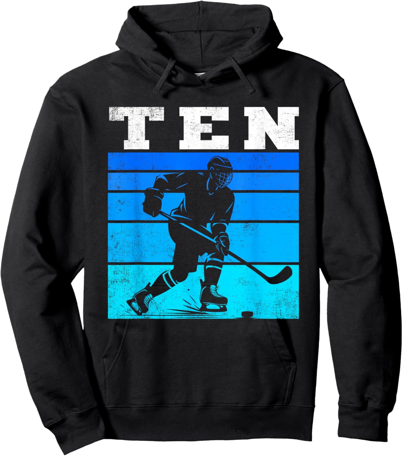 10th Birthday Ice Hockey Boys Ten Hockey Birthday Party Hoodie - Hoodie | Black