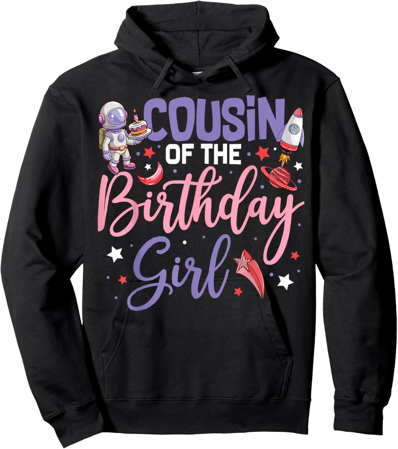 Two The Moon Cousin Of the Birthday Girl Astronaut Family Hoodie - Hoodie | Black
