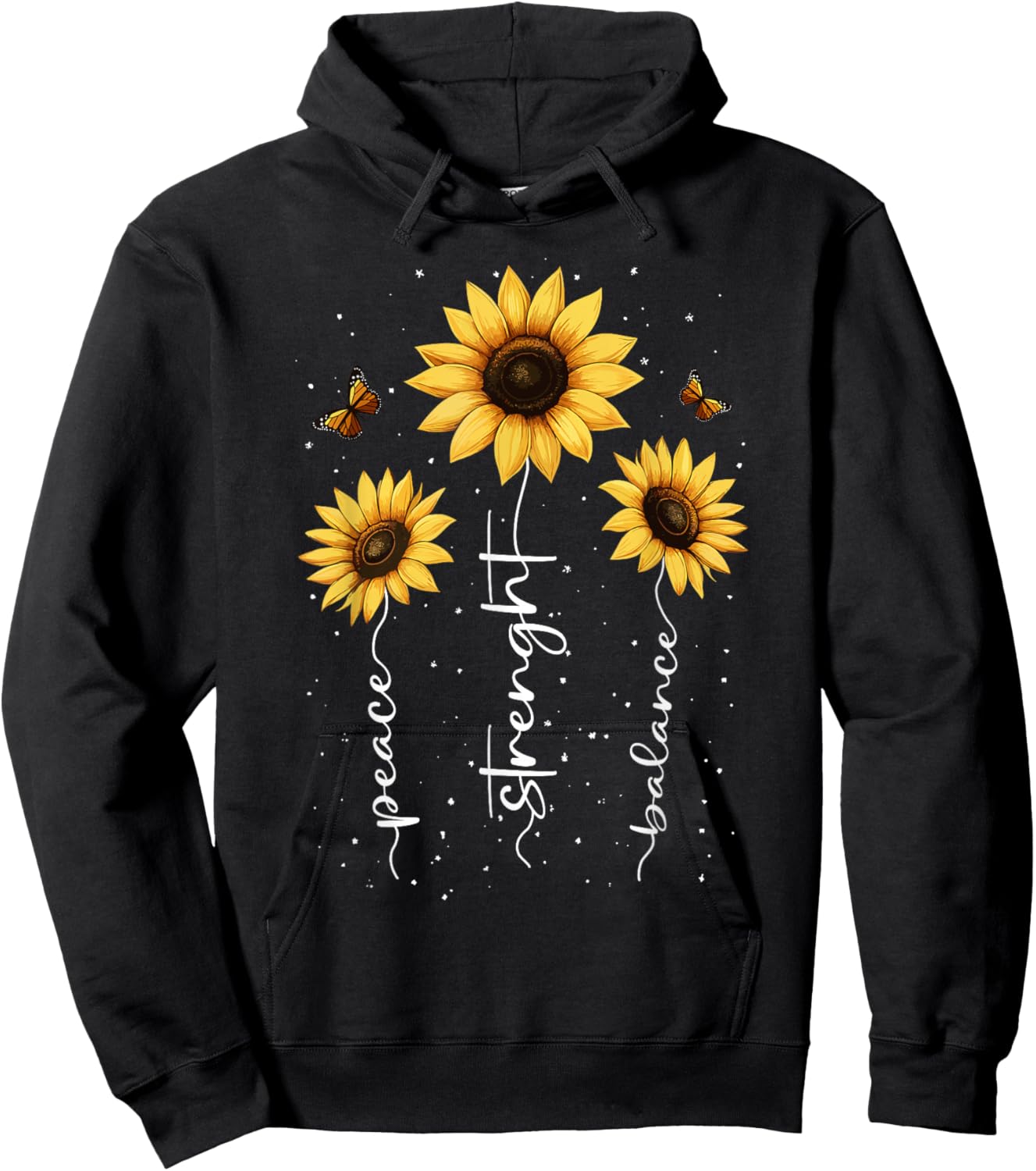 Sunflowers Floral with Motivation Saying Cute Wildflowers Hoodie - Hoodie | Black
