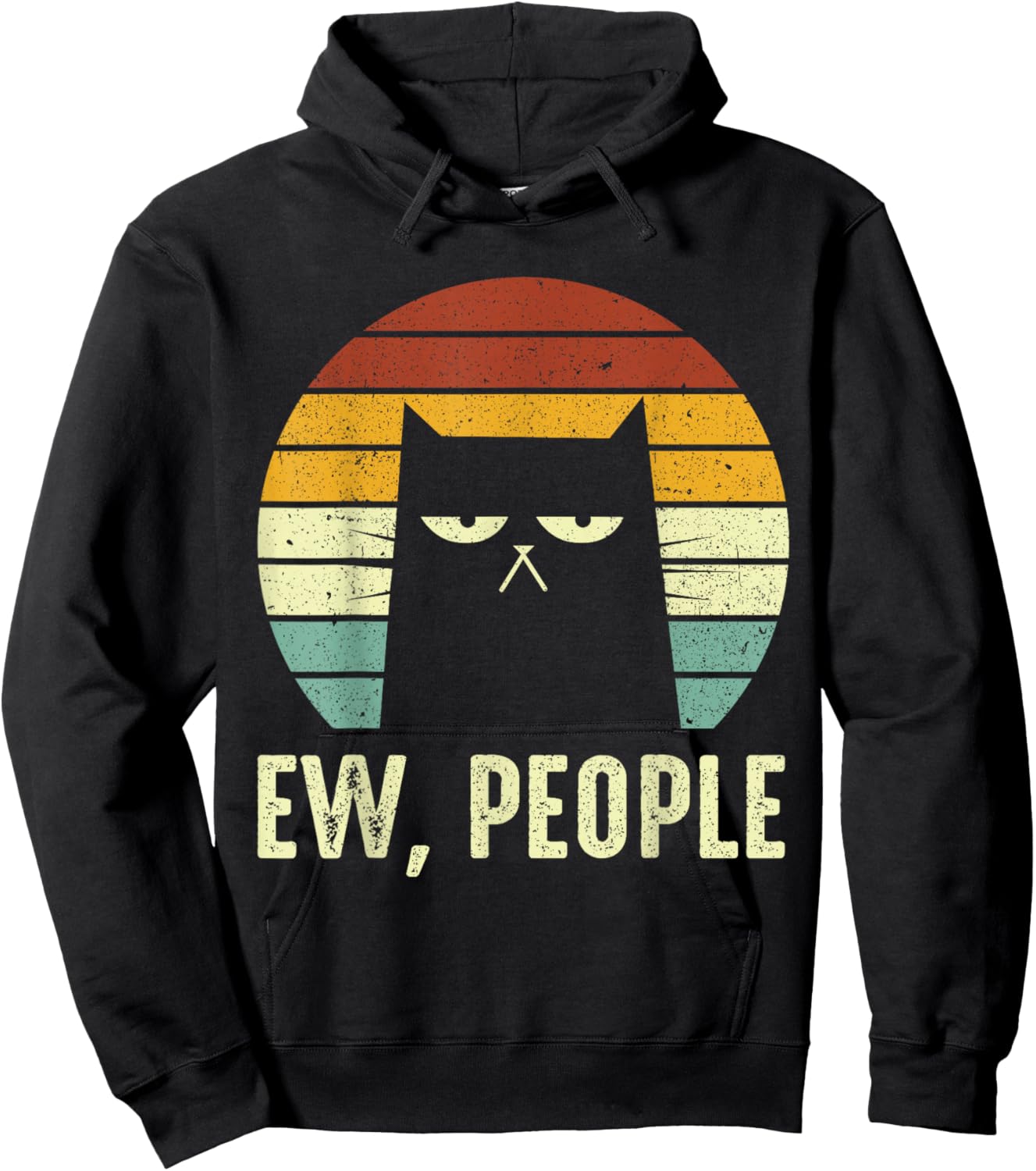 Ew People Retro Funny Black Cats Funny Meowy Hoodie - Hoodie | Black