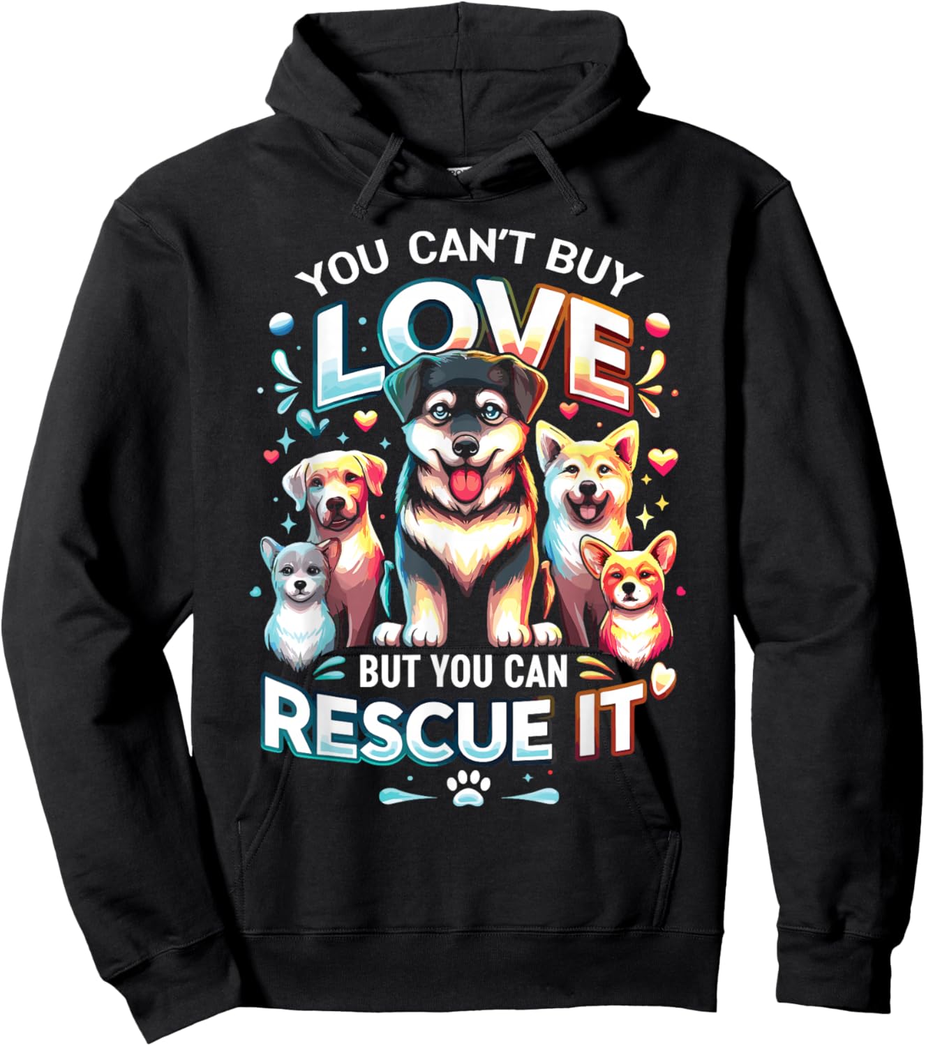 Cute Dog Rescue Lover Dog Breeds Rescued Dog Hoodie - Hoodie | Black