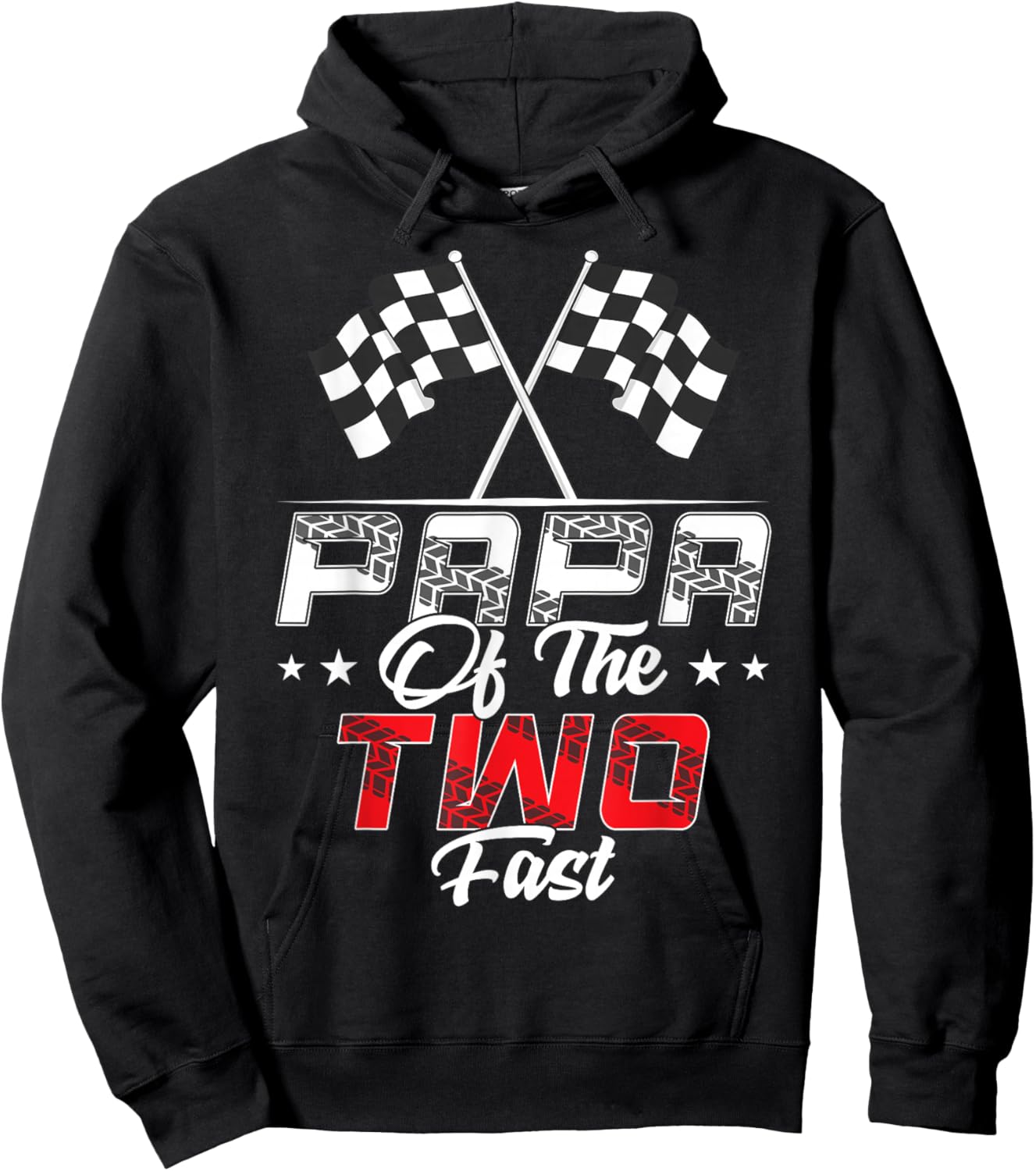 Papa Of The Two Fast Second Birthday Racing Car Family Hoodie - Hoodie | Black