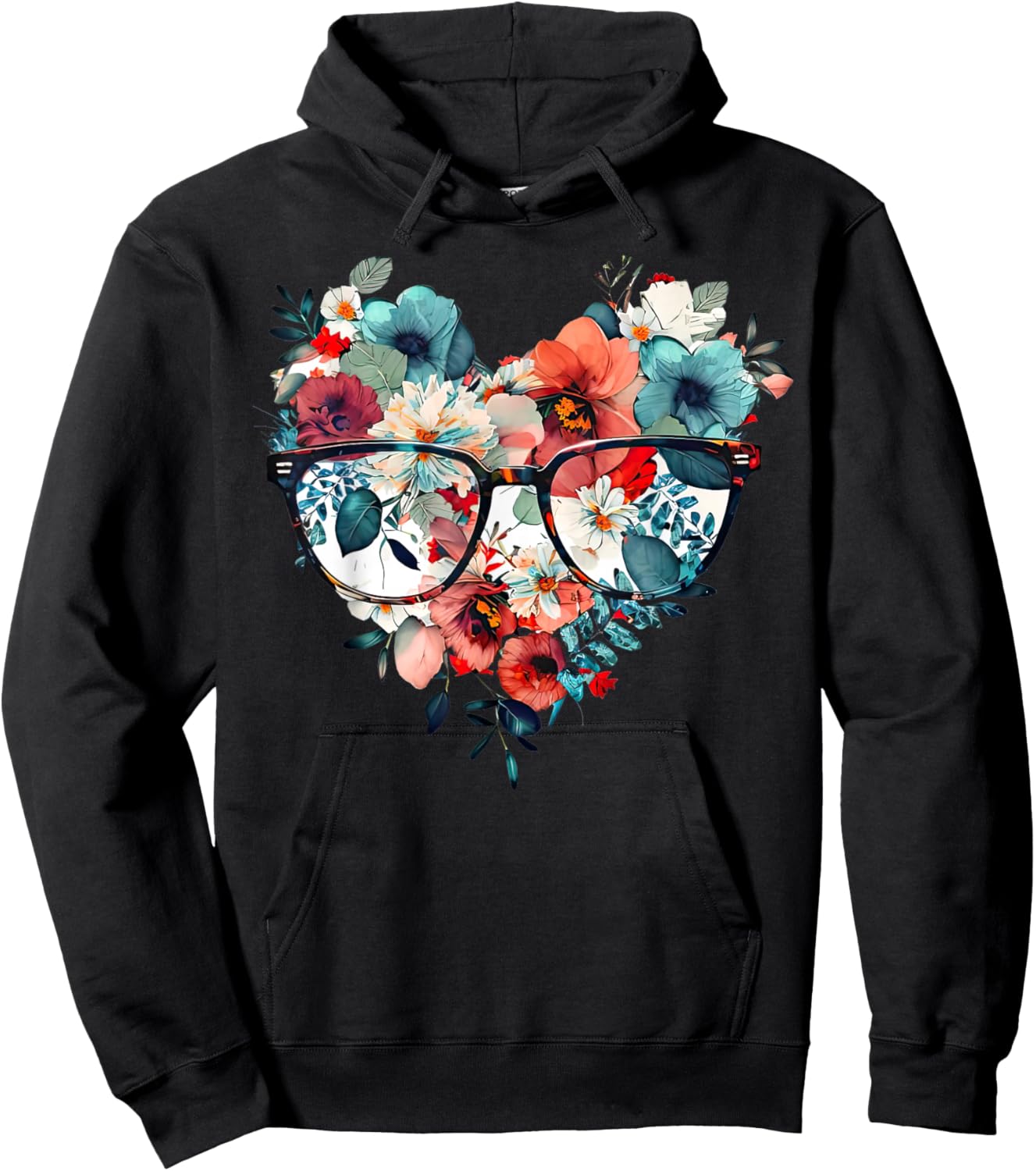 Floral Eyeglasses Optometry Optometrist Optician Doctor Eye Hoodie - Hoodie | Black