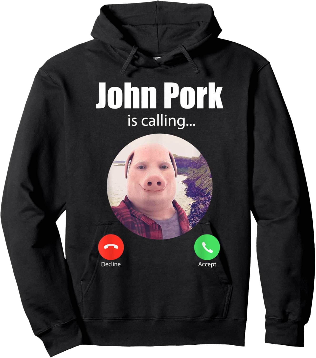 Classic Art Funny John Pork Is Calling Outfit Awesome Meme Hoodie - Hoodie | Black