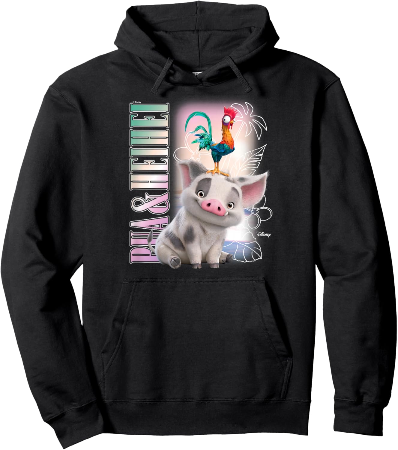 Moana 2 - Hei Hei and Pua Retro Bootleg Hoodie - Hoodie | Black