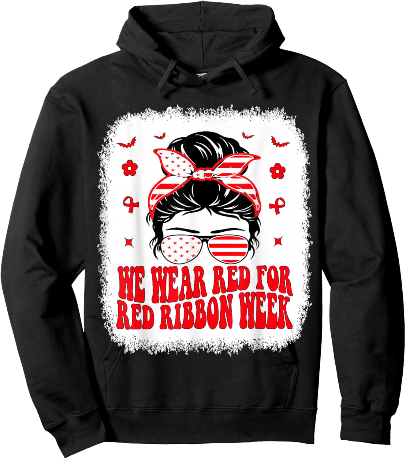 Drug Free Red Ribbon Week Awareness Say No to Drugs Wear Red Hoodie - Hoodie | Black