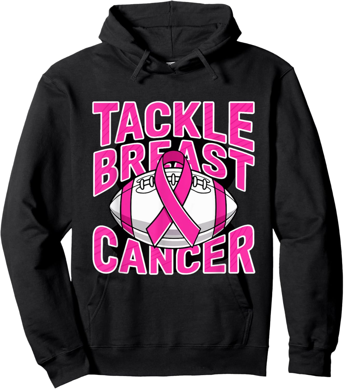 Tackle Breast Cancer Pink Ribbon American Fantasy Football Hoodie - Hoodie | Black