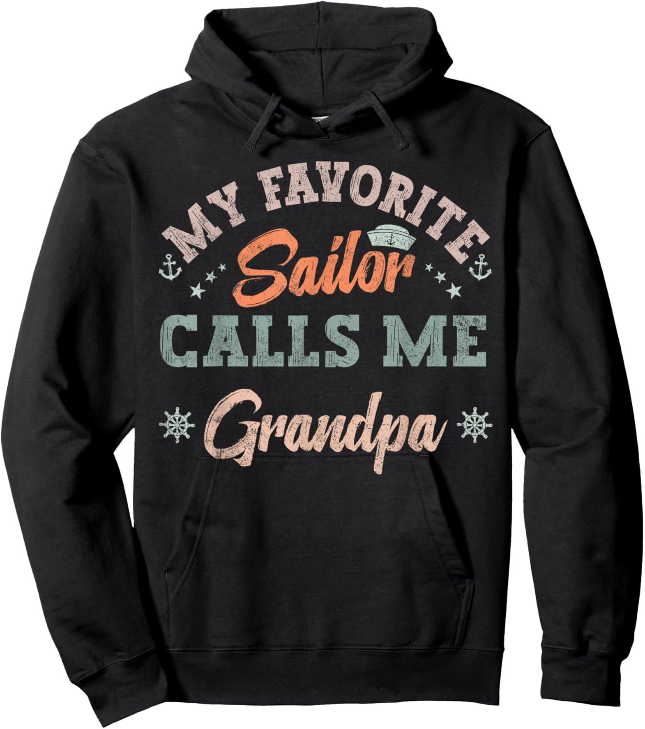 My Favorite Sailor Calls Me grandpa funny sailing retro Hoodie - Hoodie | Black