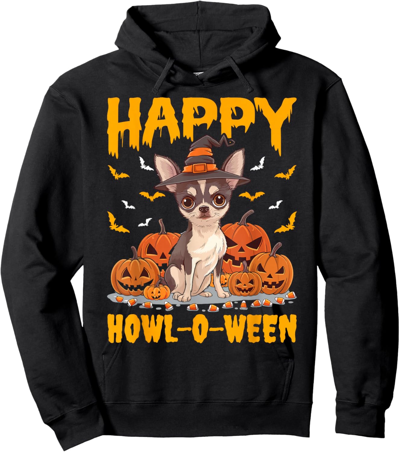 Chihuahua Halloween Cute Dog Howl -O- Ween Funny Pet Hoodie - Hoodie | Black
