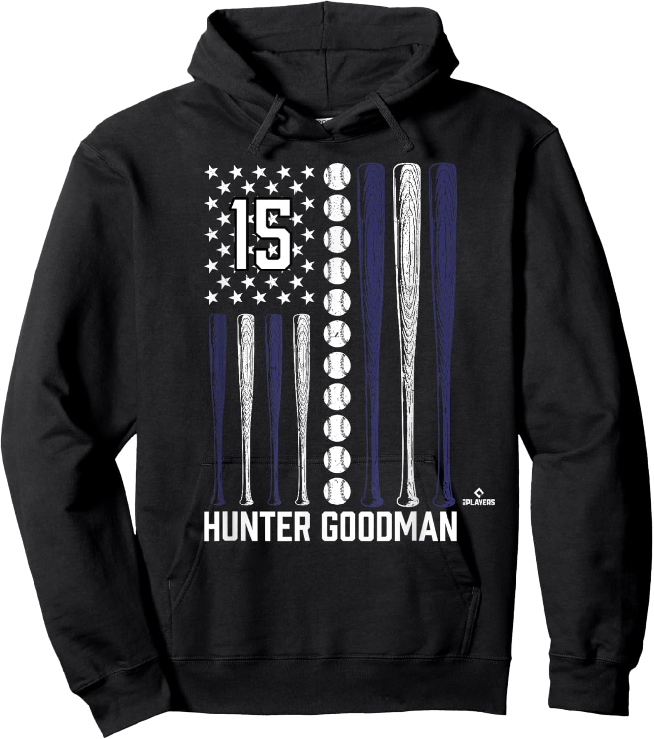 Baseball American Flag Hunter Goodman Colorado Baseball Hoodie - Hoodie | Black