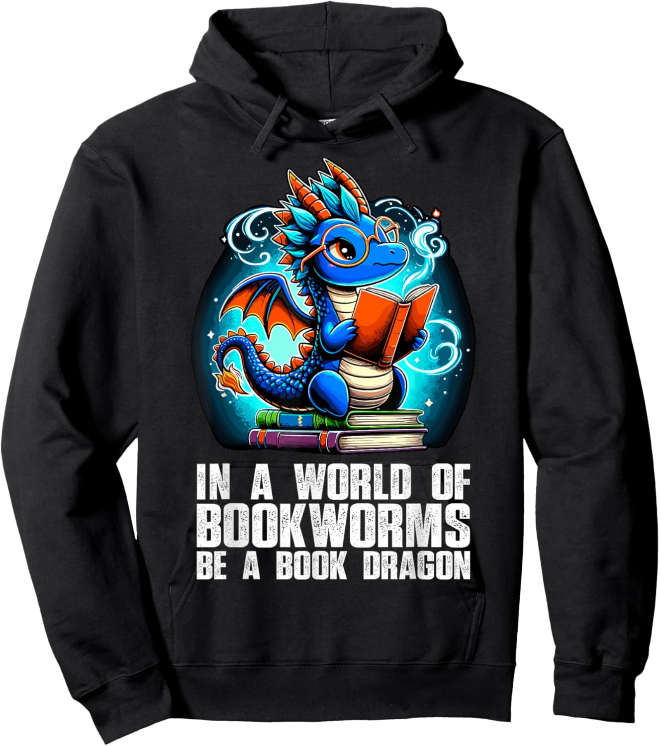 In a World of Bookworms be a Book Dragon Reading Hoodie - Hoodie | Black