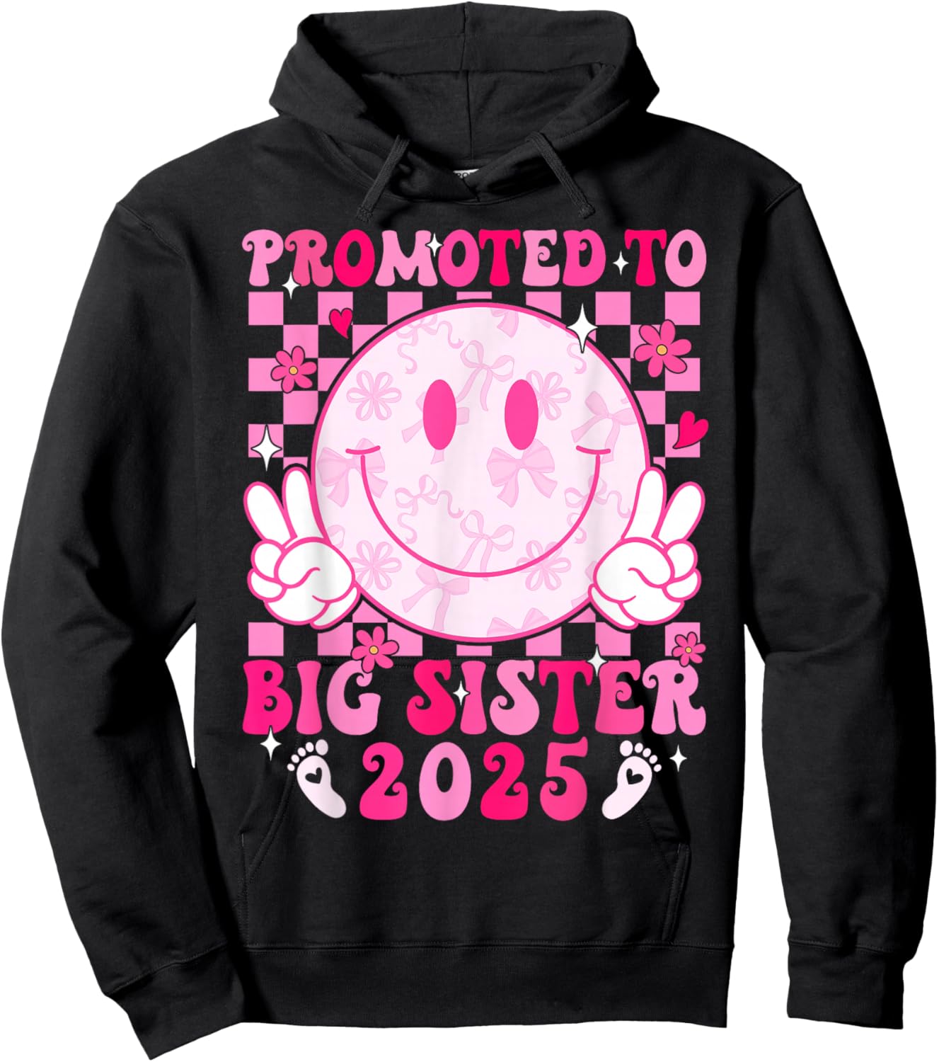 I'm Going to be a Big Sister 2025 Loading Funny Smile Face Hoodie - Hoodie | Black