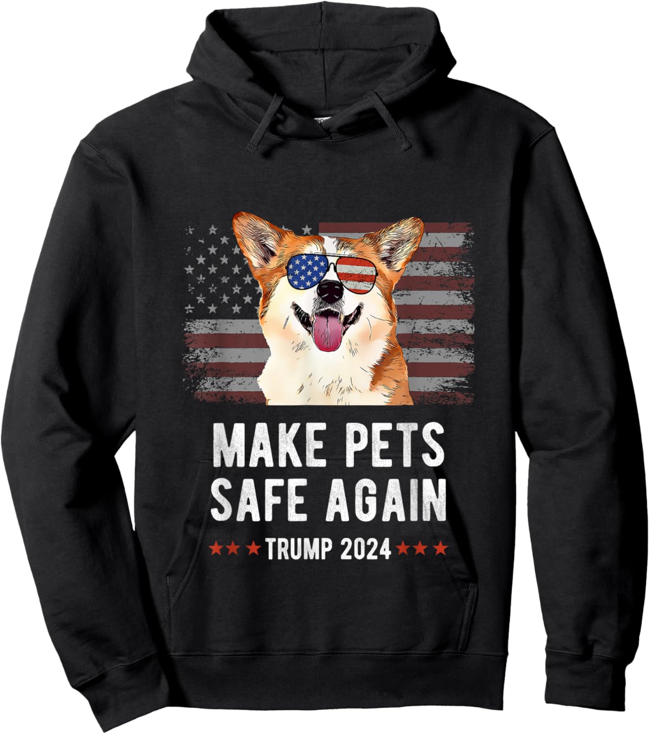 Make Pets Safe Again Corgi Dog Trump 2024 Women Hoodie - Hoodie | Black