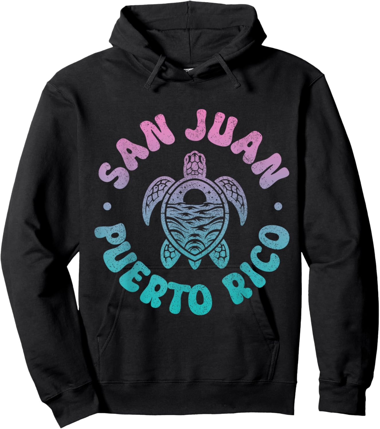 San Juan Puerto Rico Sea Turtle Boricua Souvenir Retro Hoodie - Hoodie | Black