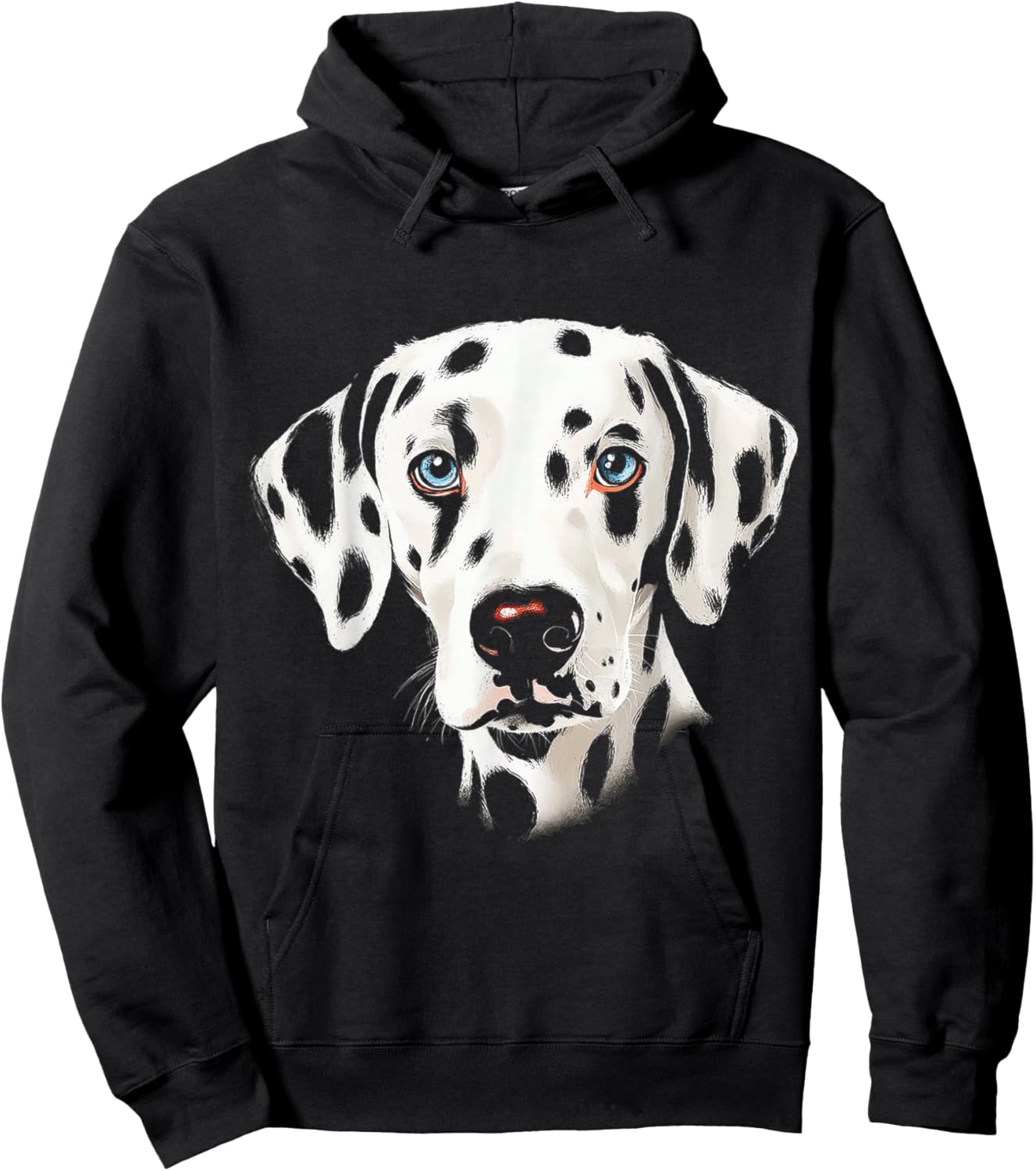 Dalmatian Dog Motif Pet Illustration Blue Eyes Dalmatian Women Kids Hoodie - Hoodie | Black