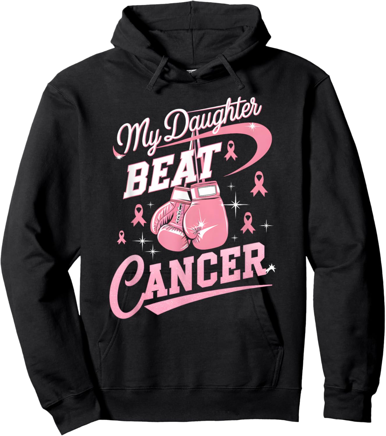 My Daughter Beat Cancer Support Breast Cancer Awareness Hoodie - Hoodie | Black