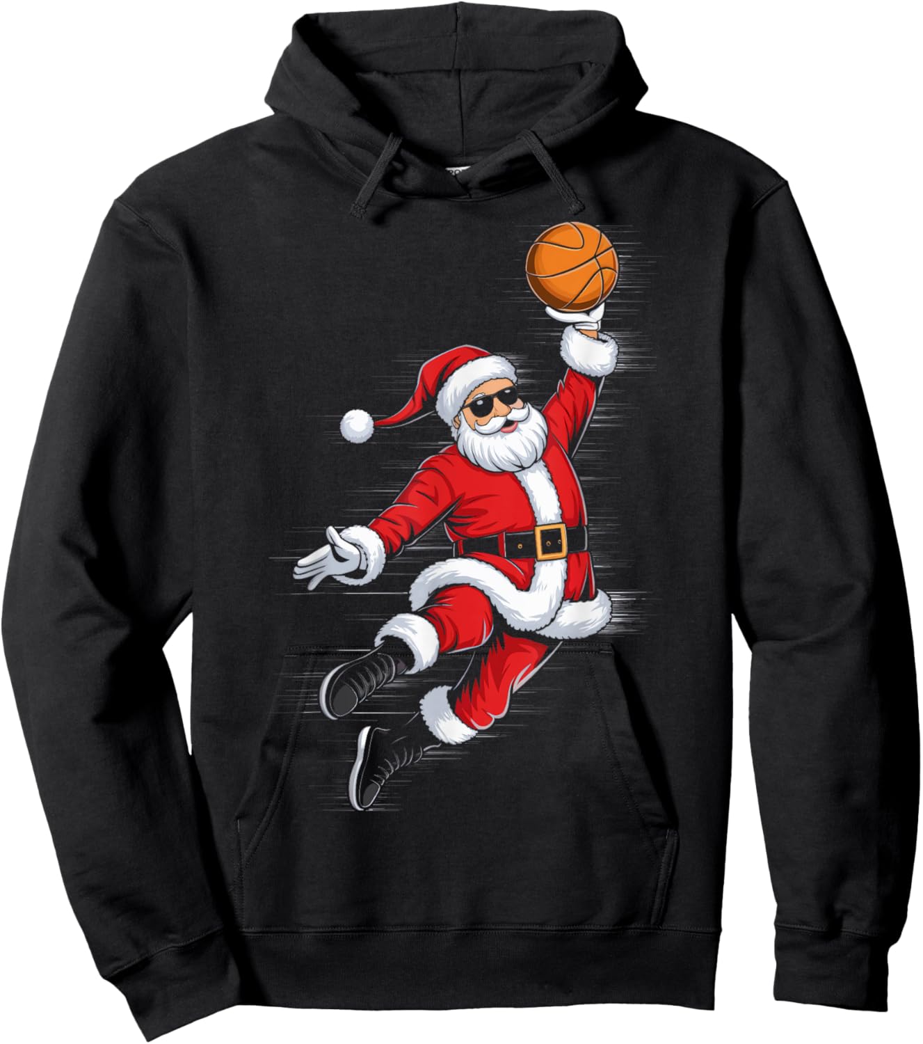 Cute Dunking Santa Playing Basketball Christmas Sports Hoodie - Hoodie | Black