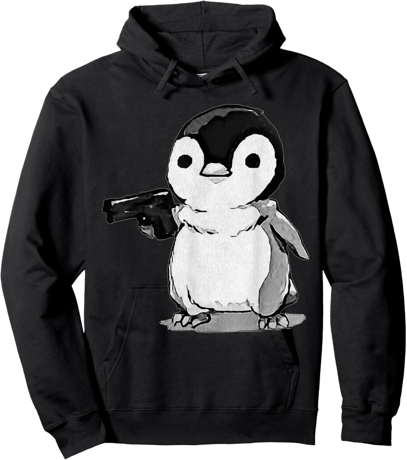 Eagerlys The Little Penguin Holding A Gun Vintage Art Hoodie - Hoodie | Black