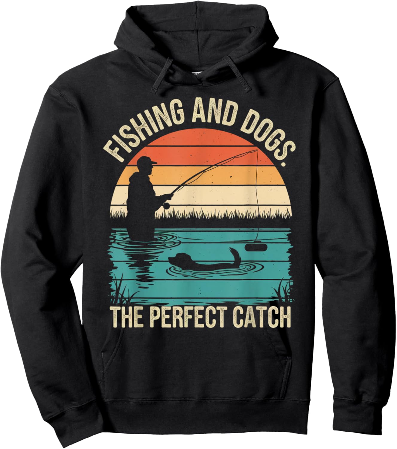 Fishing and dogs:The perfect catch Dog Fisherman Men Present Hoodie - Hoodie | Black