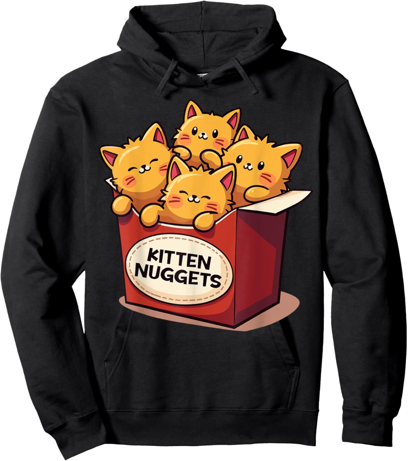 Cute Kitten Nuggets Chicken Nuggets Cat Lover Funny Cat Pun Women Girls Kids Hoodie - Hoodie | Black