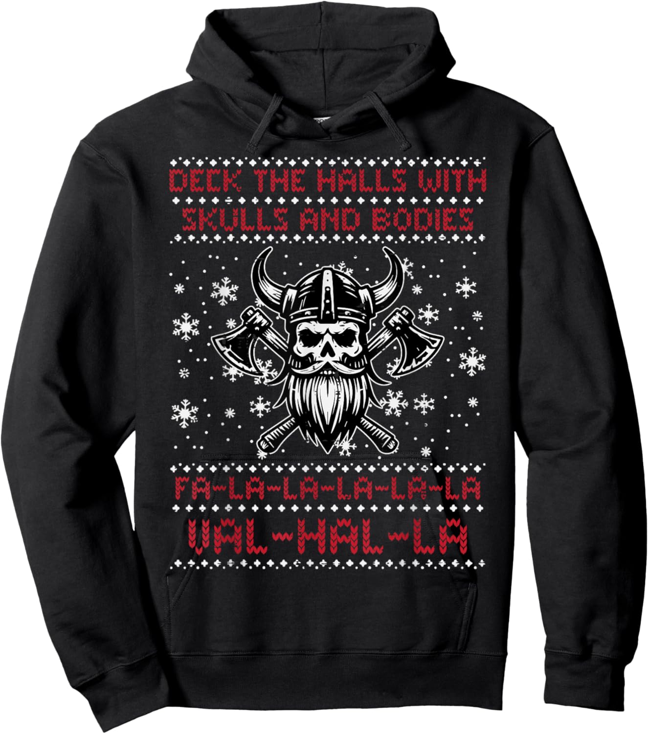 Christmas Viking Valhalla Ugly Xmas Men Women Boys Kids Hoodie - Hoodie | Black