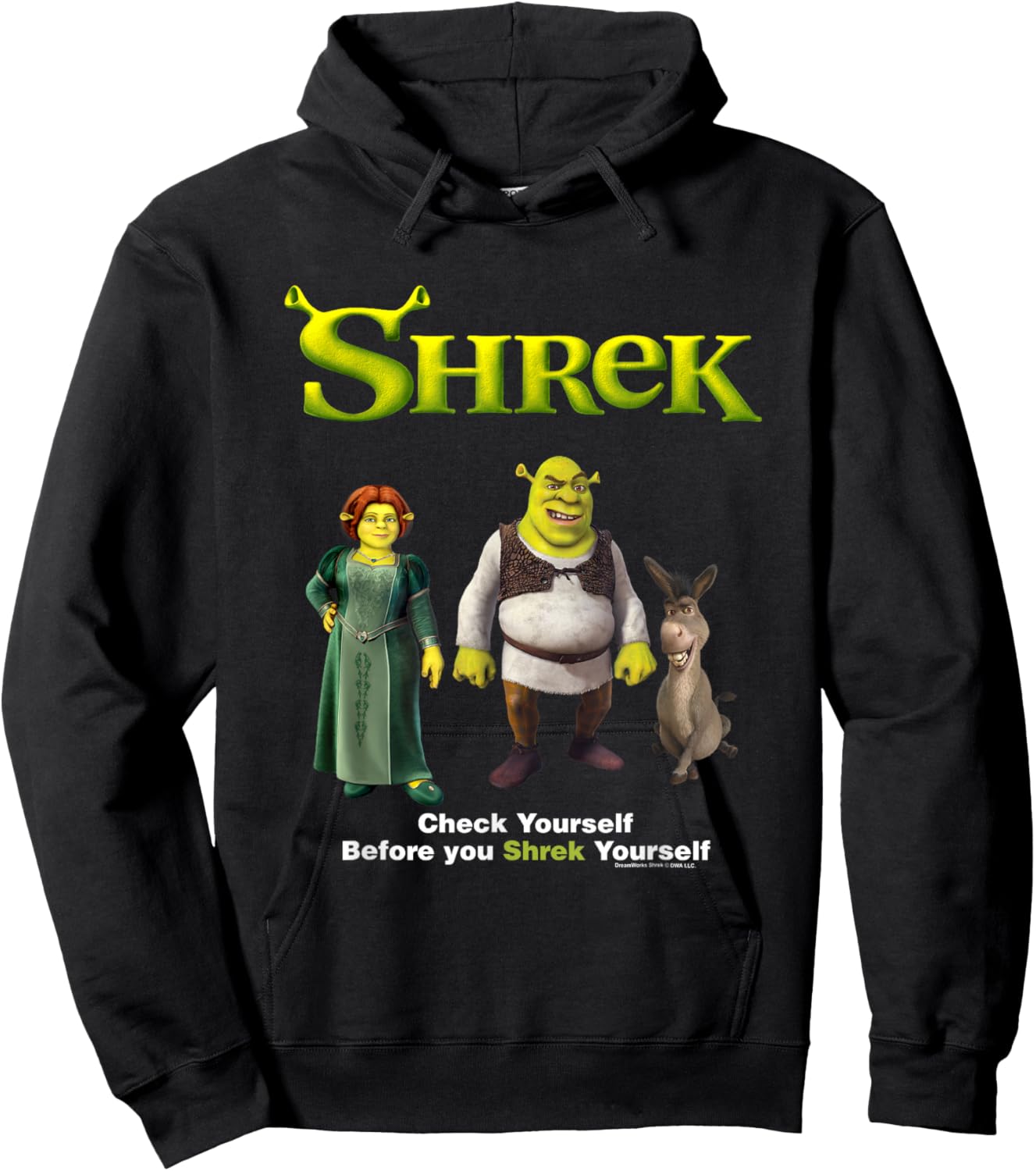 Shrek Check Yourself Before You Shrek Yourself Chest Logo Hoodie - Hoodie | Black