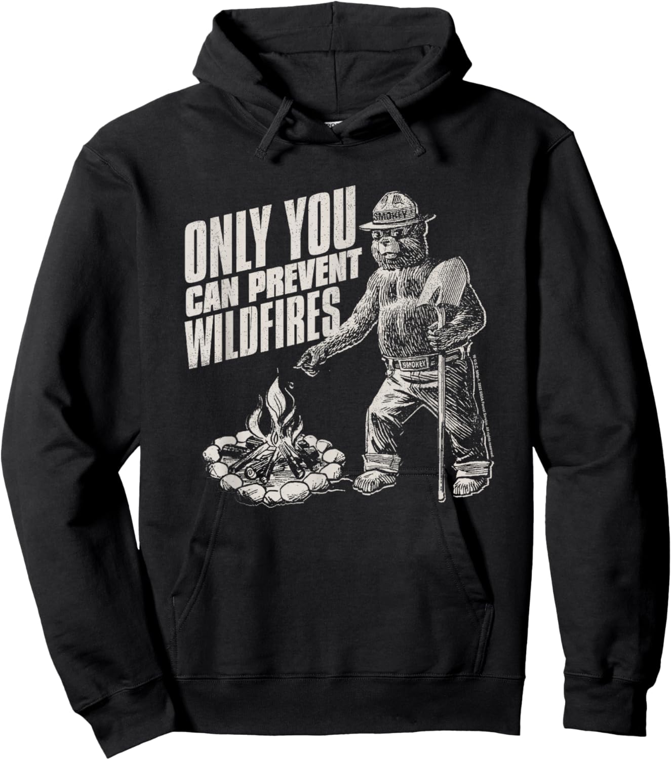 Smokey Bear Only You Can Prevent Forest Fires Distressed Hoodie - Hoodie | Black