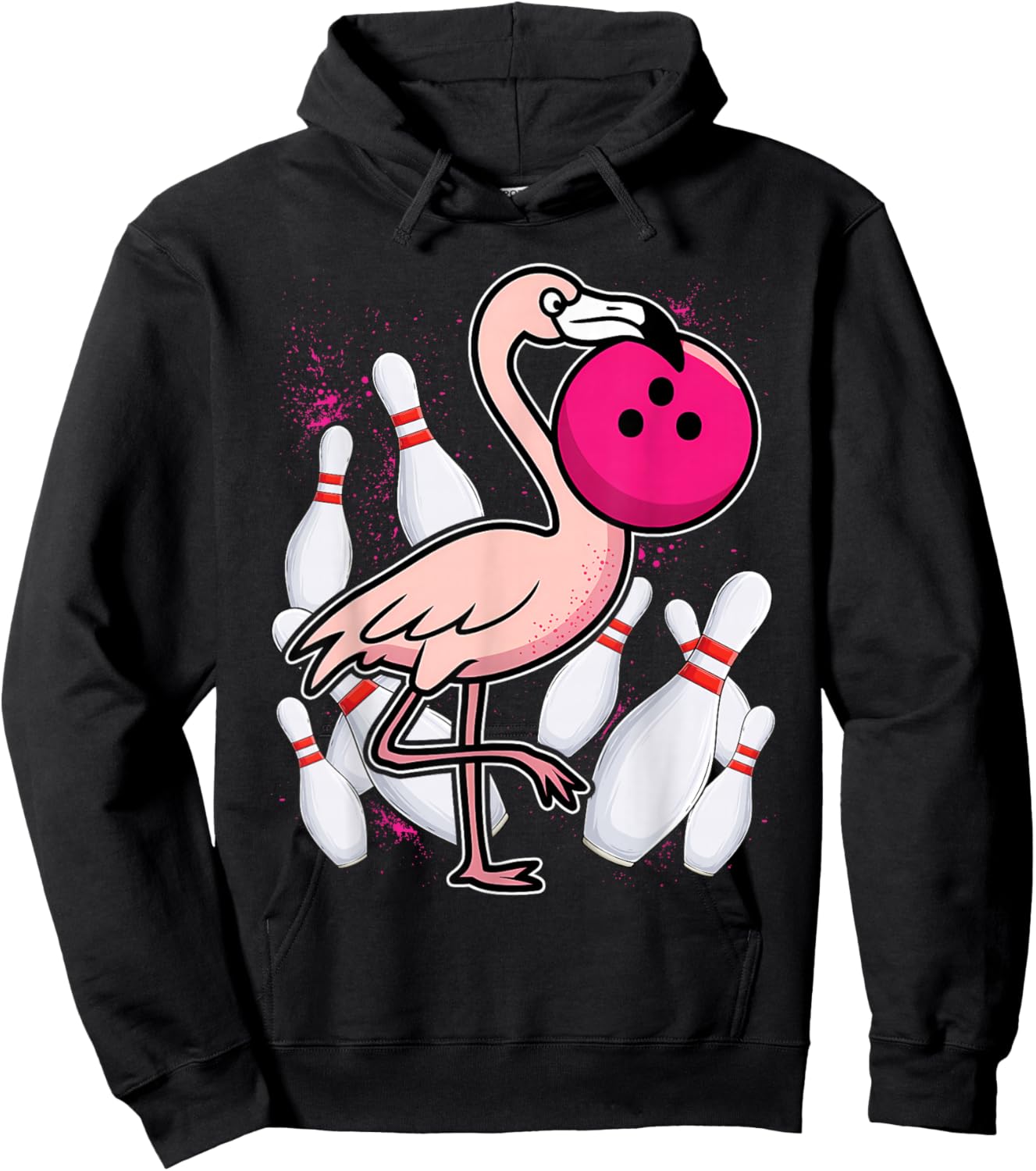 Flamingo Pink Bowling Ball - Funny Bowl Hoodie - Hoodie | Black