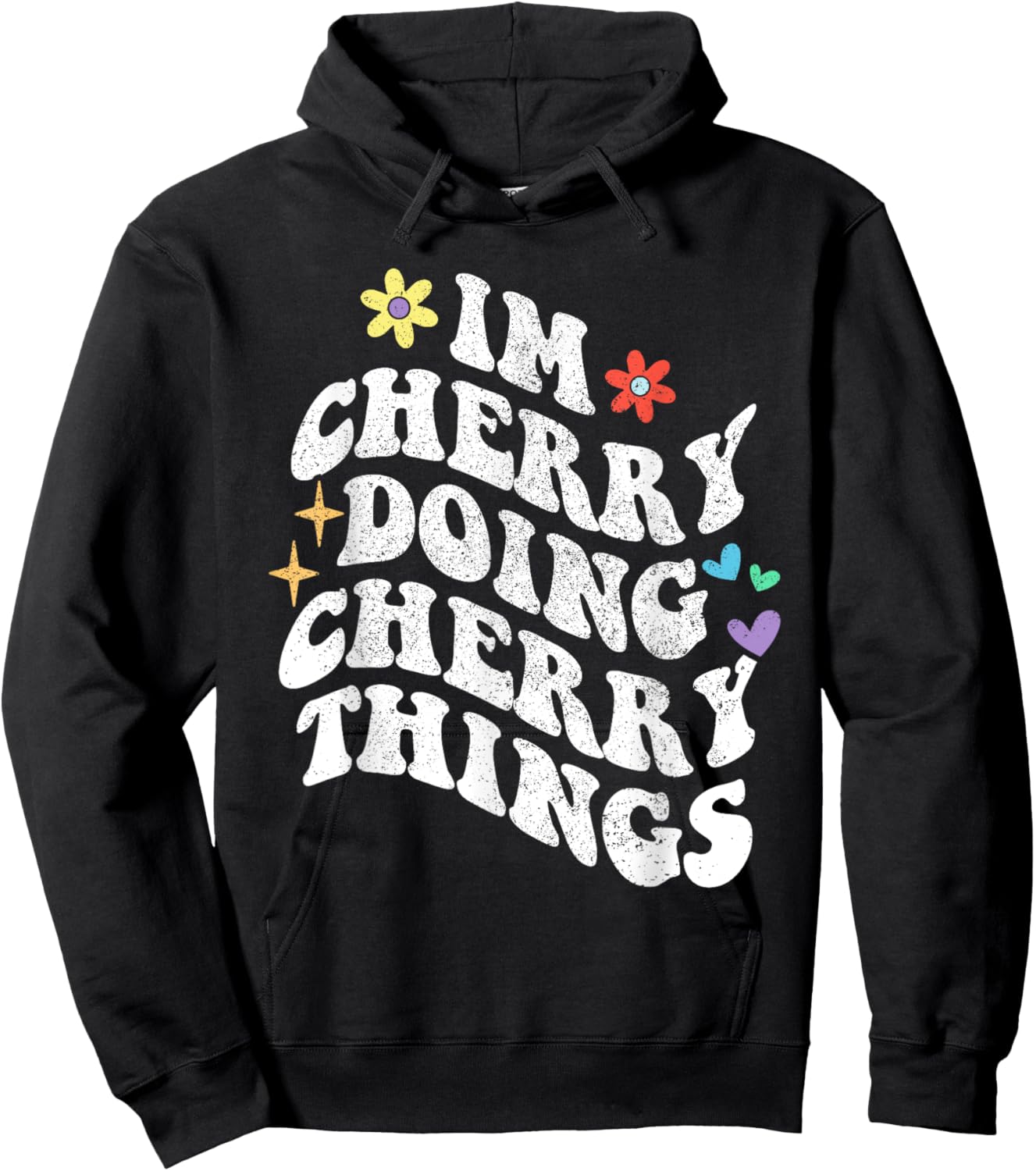 Personalized Name Mothers Day outfit Retro Groovy Im Cherry Doing Cherry Things Funny Mother's Hoodie - Hoodie | Black