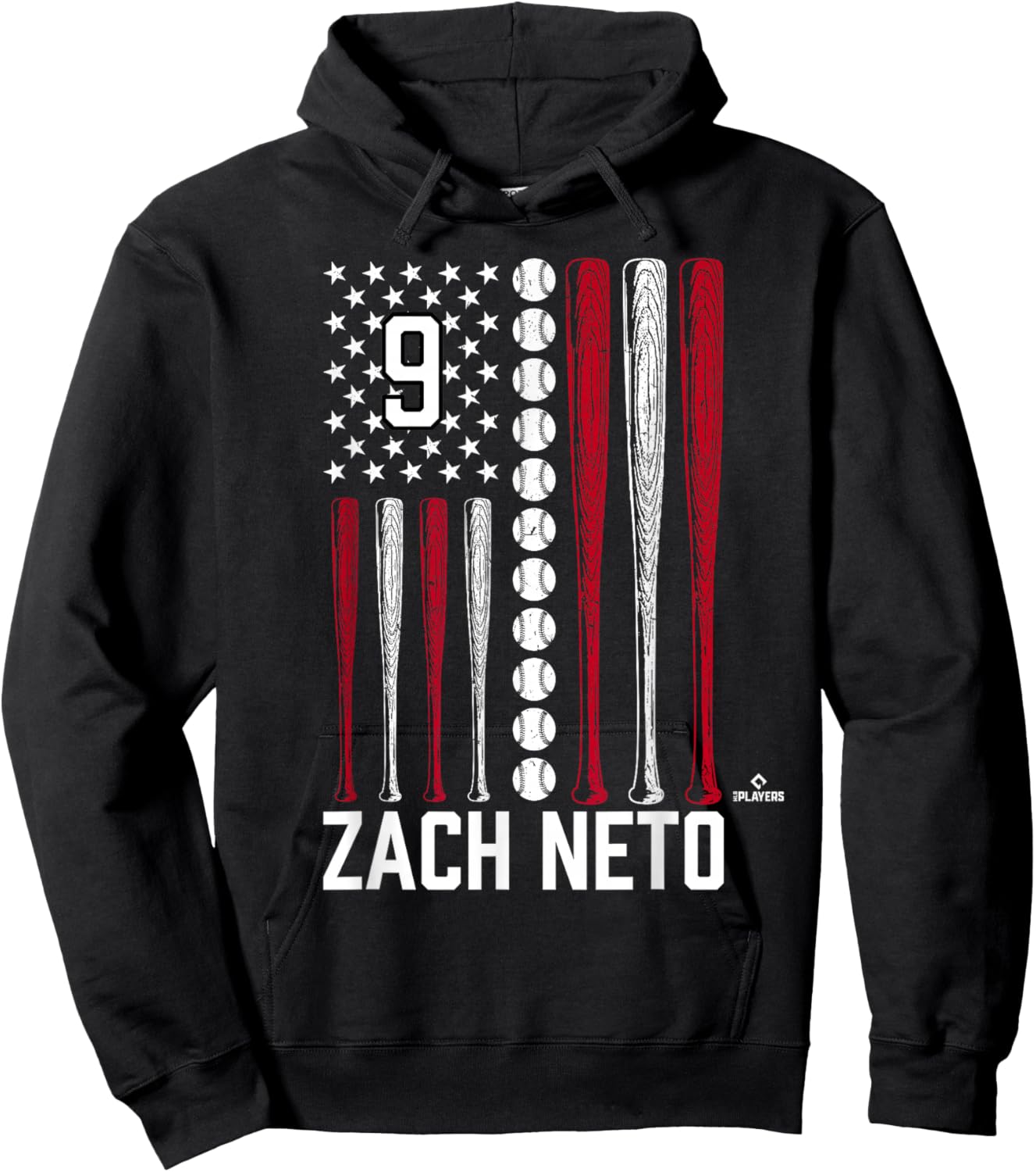 Baseball American Flag Zach Neto Los Angeles Baseball MLBPA Hoodie - Hoodie | Black